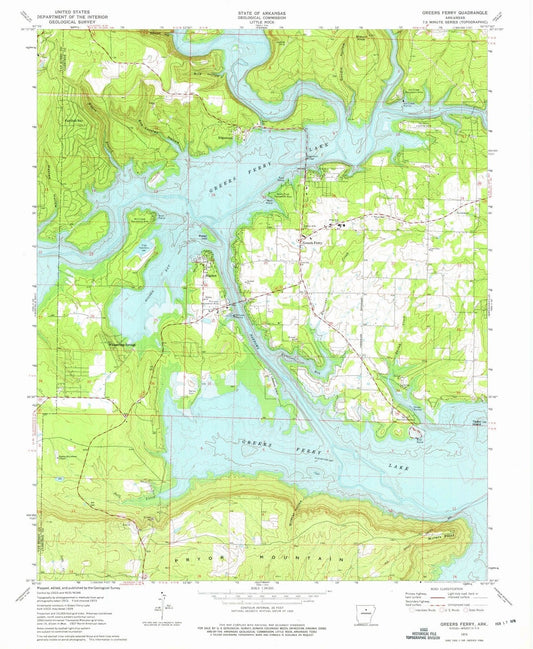 1973 Greers Ferry, AR - Arkansas - USGS Topographic Map