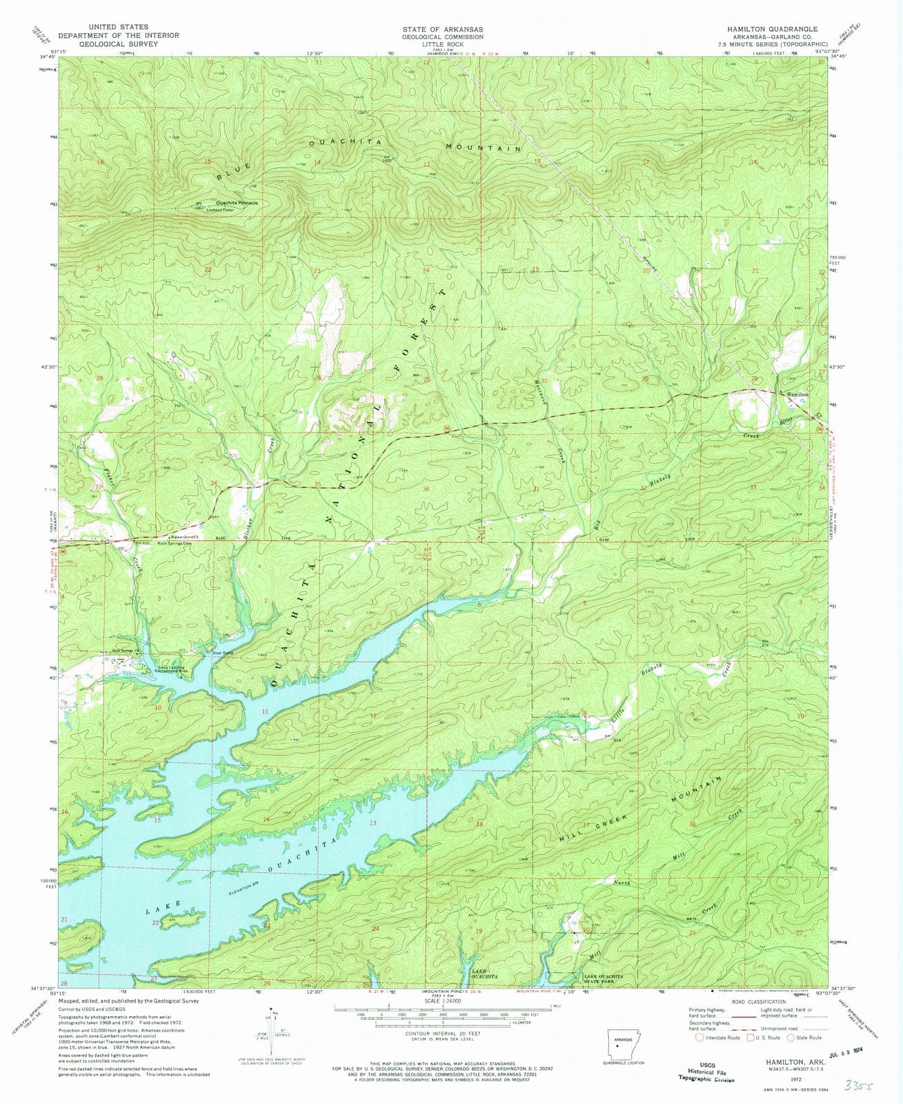 1972 Hamilton, AR - Arkansas - USGS Topographic Map
