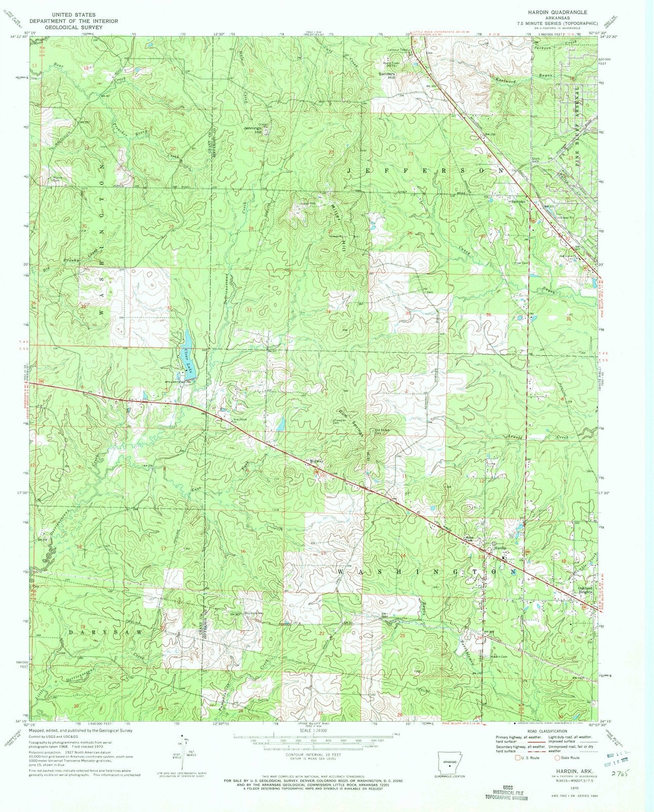 1970 Hardin, AR - Arkansas - USGS Topographic Map