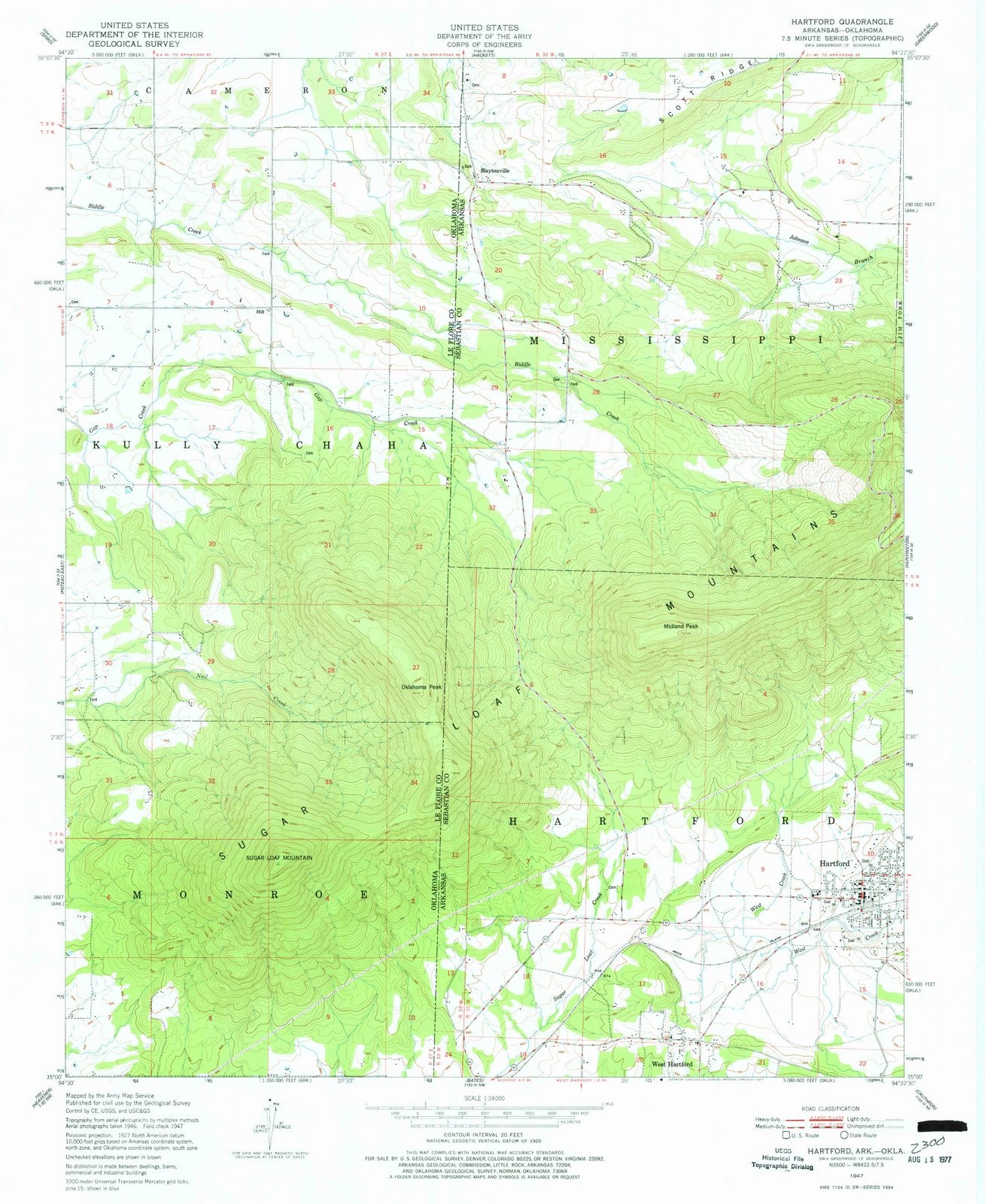 1947 Hartford, AR - Arkansas - USGS Topographic Map