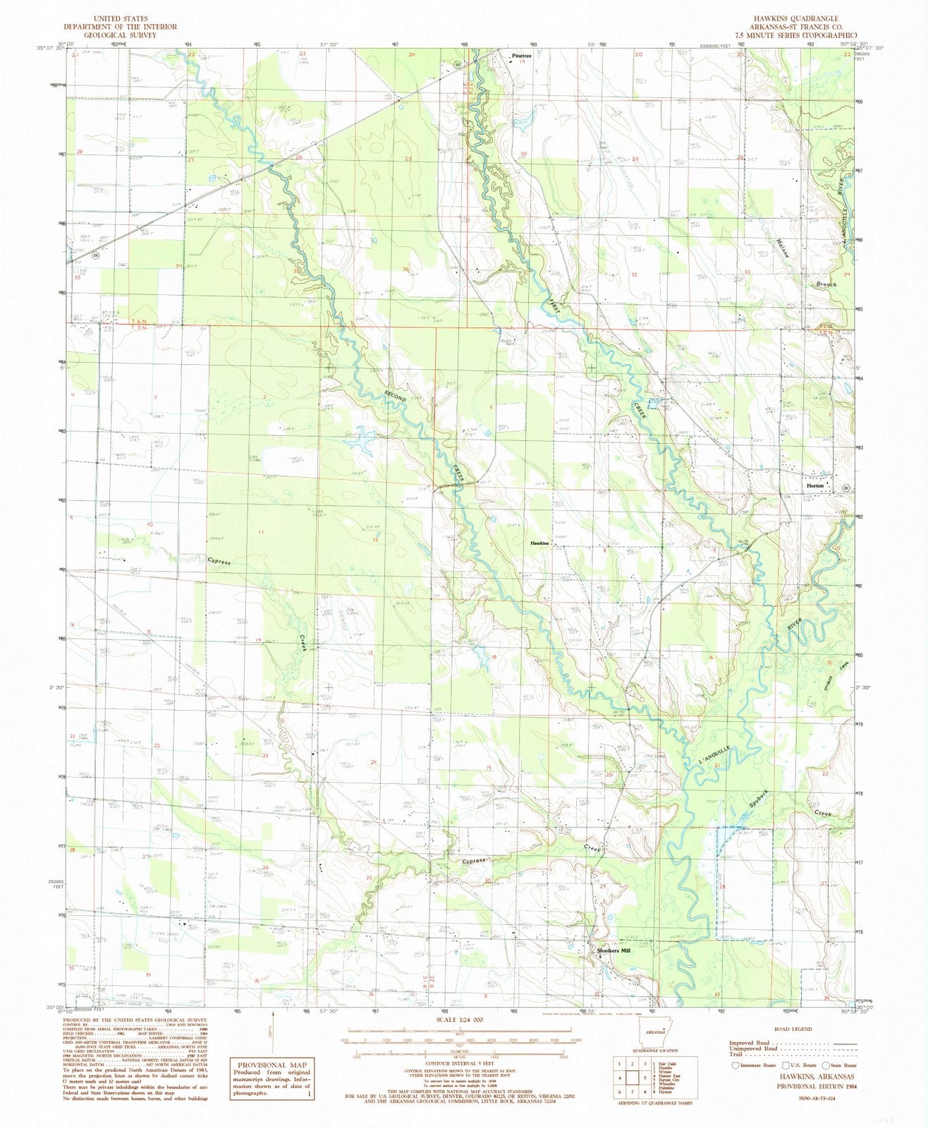 1984 Hawkins, AR - Arkansas - USGS Topographic Map