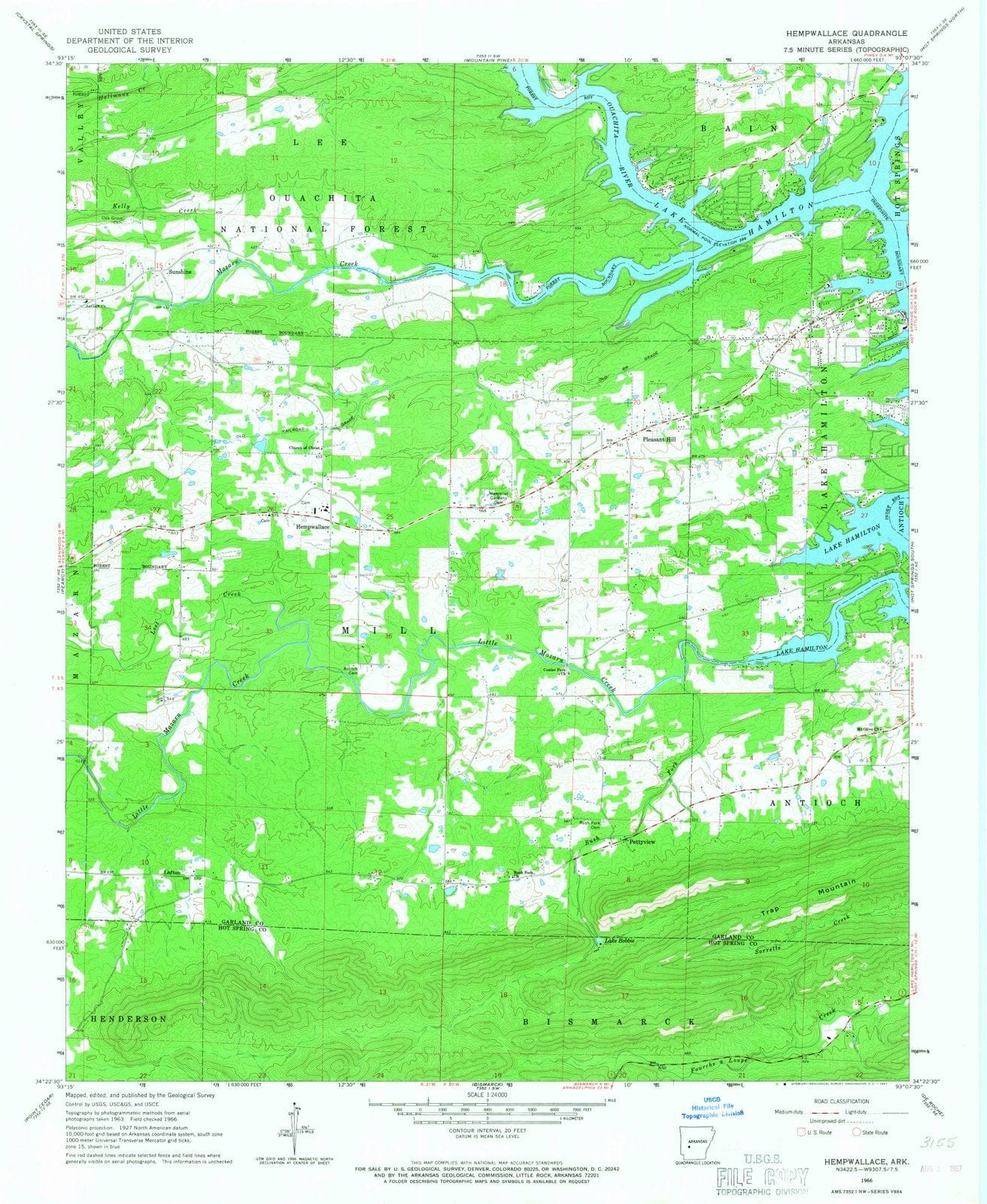 1966 Hempwallace, AR - Arkansas - USGS Topographic Map