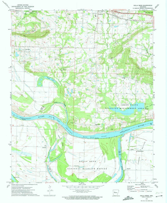 1972 Holla Bend, AR - Arkansas - USGS Topographic Map