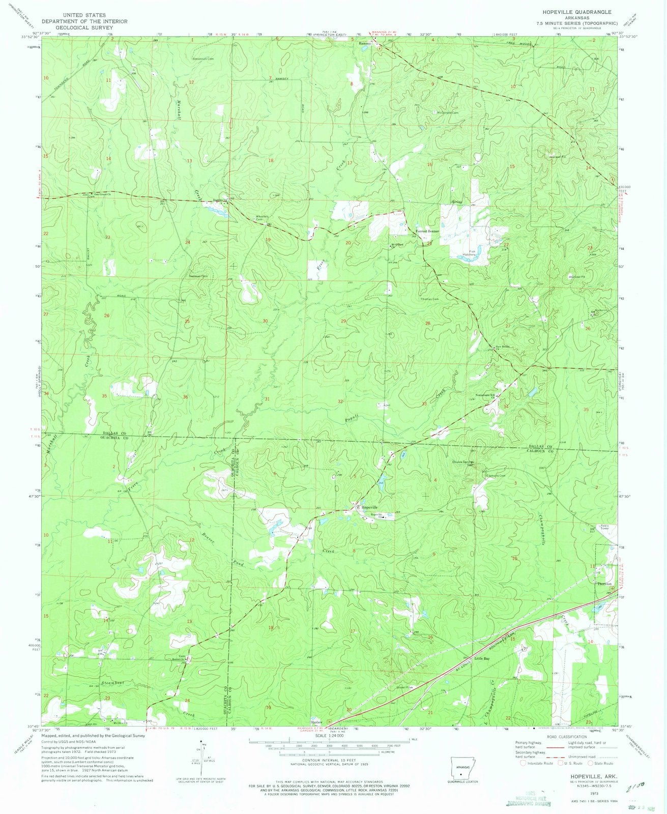 1973 Hopeville, AR - Arkansas - USGS Topographic Map