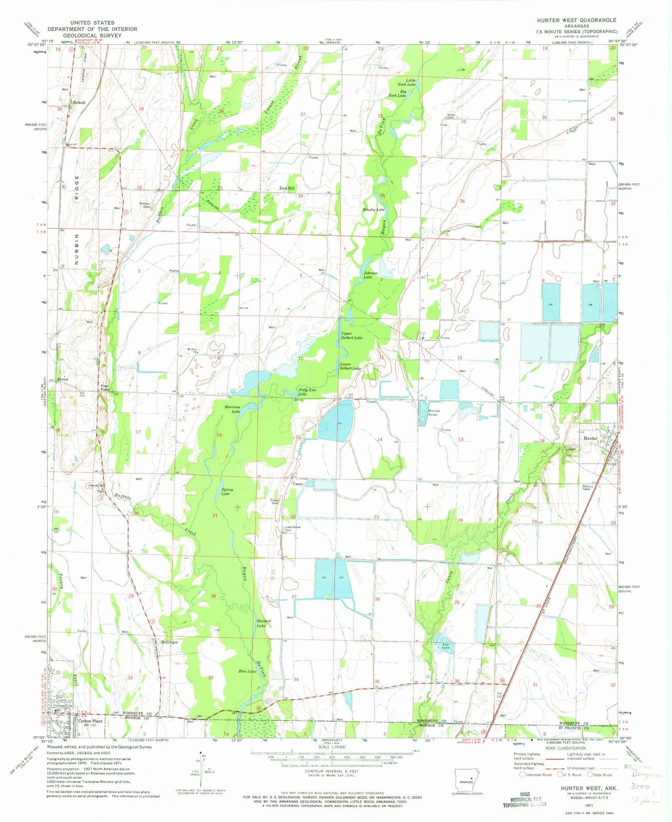 1971 Hunter West, AR - Arkansas - USGS Topographic Map