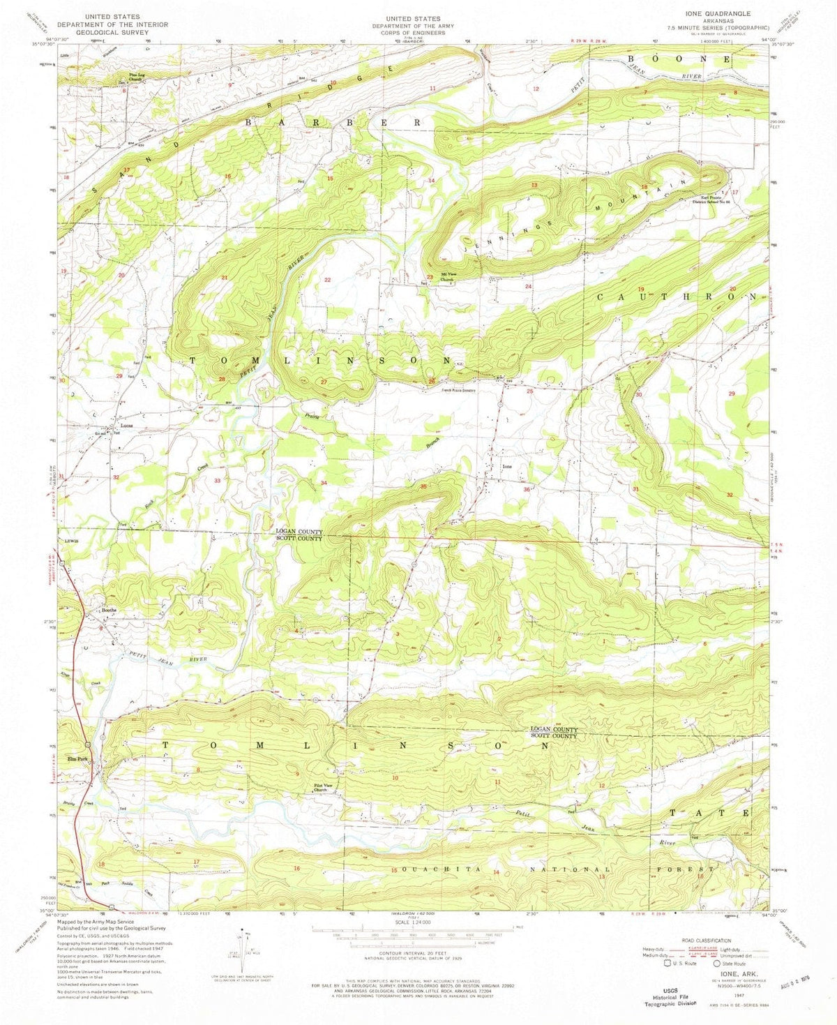 1947 Ione, AR - Arkansas - USGS Topographic Map
