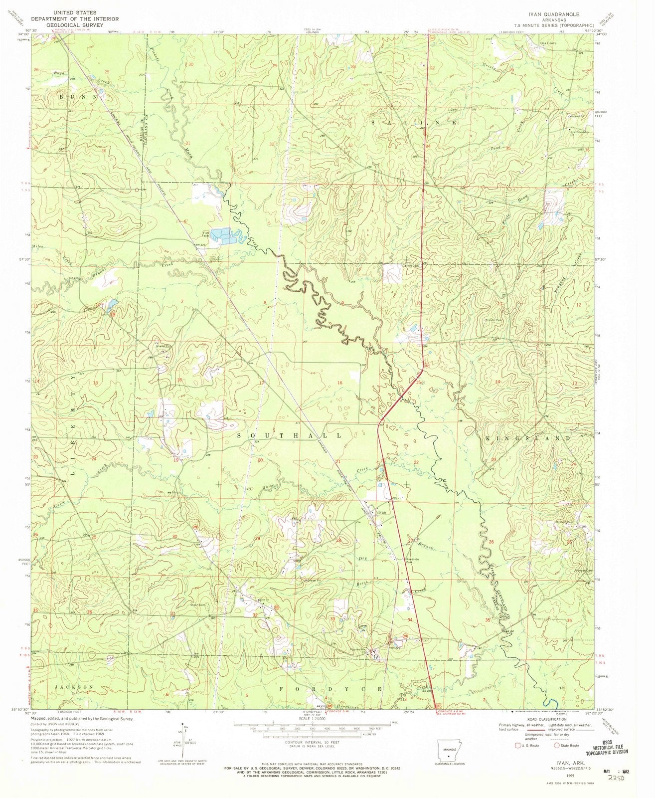 1969 Ivan, AR - Arkansas - USGS Topographic Map