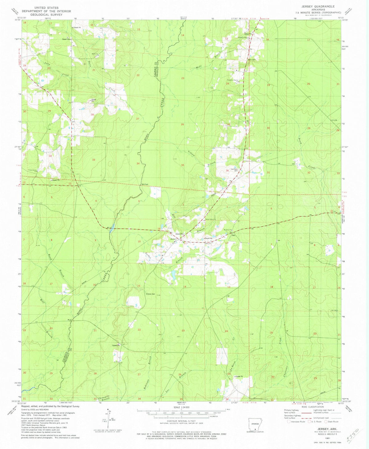 1981 Jersey, AR - Arkansas - USGS Topographic Map