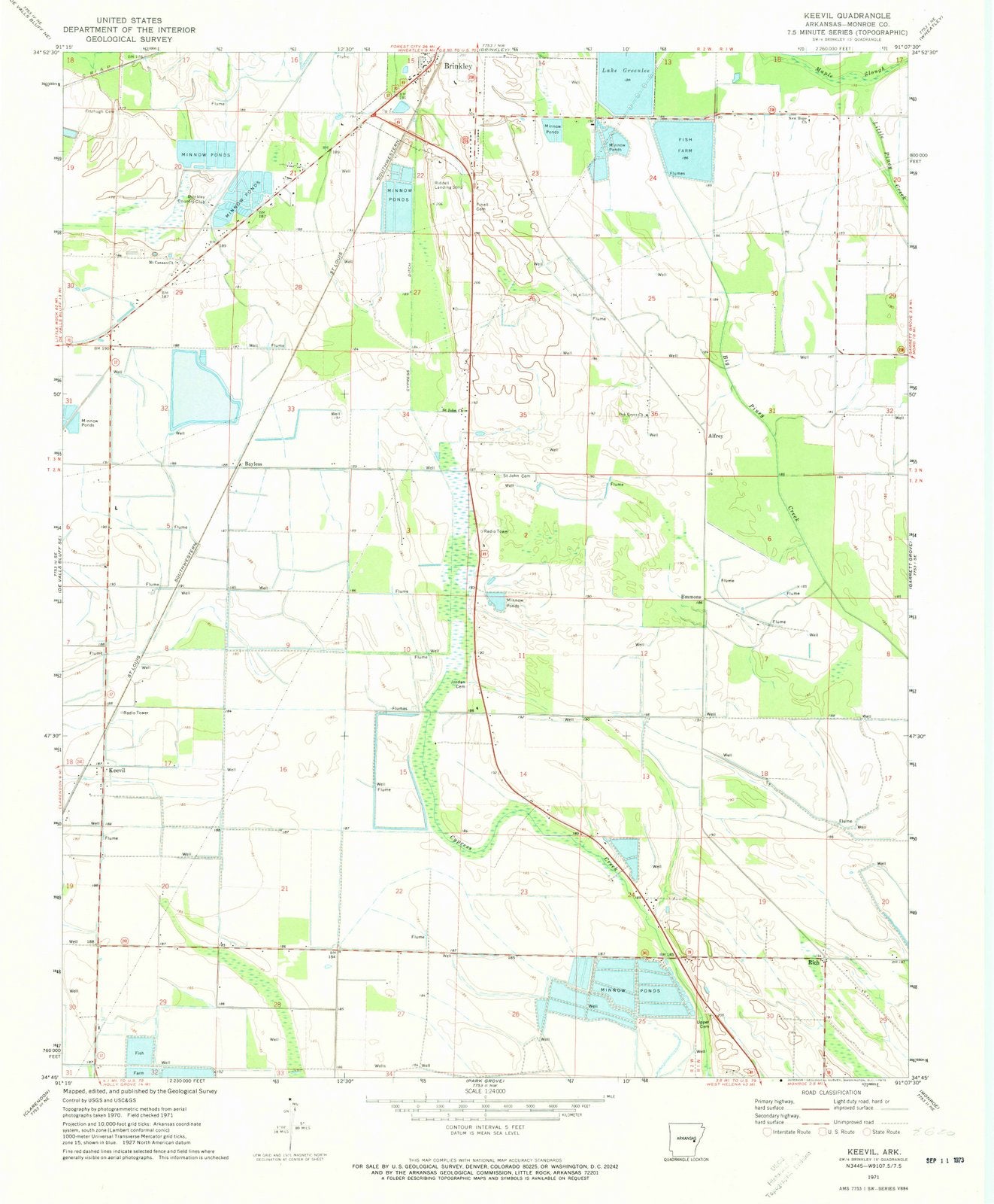 1971 Keevil, AR - Arkansas - USGS Topographic Map