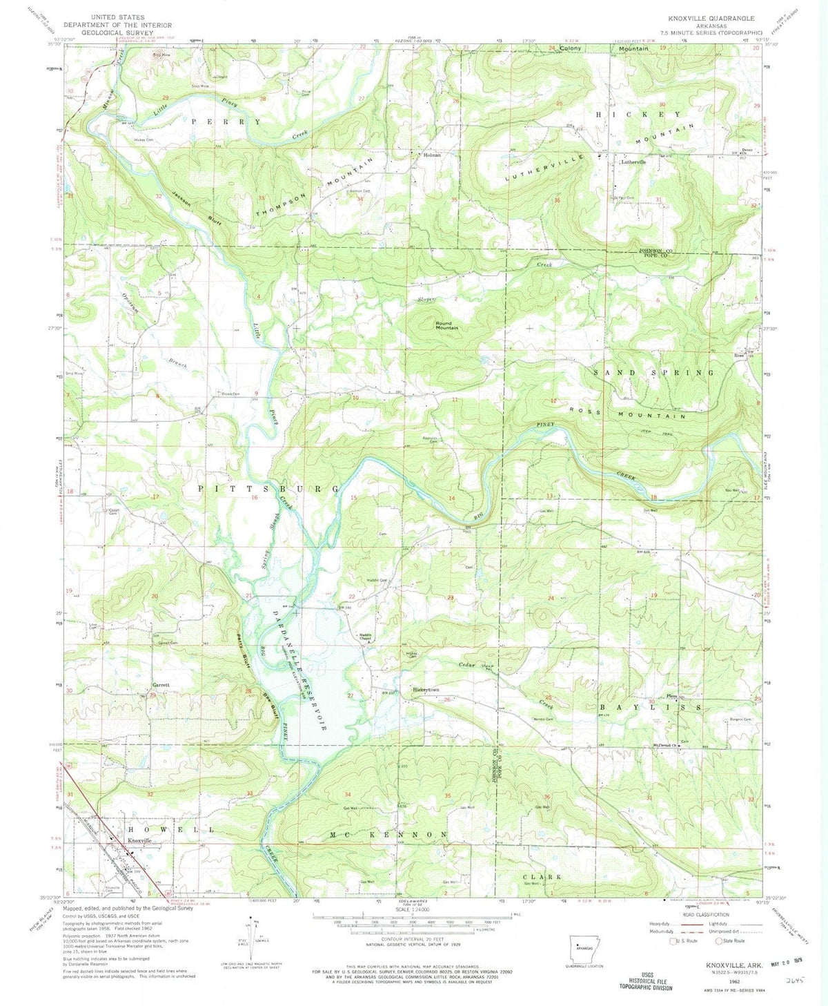 1962 Knoxville, AR - Arkansas - USGS Topographic Map