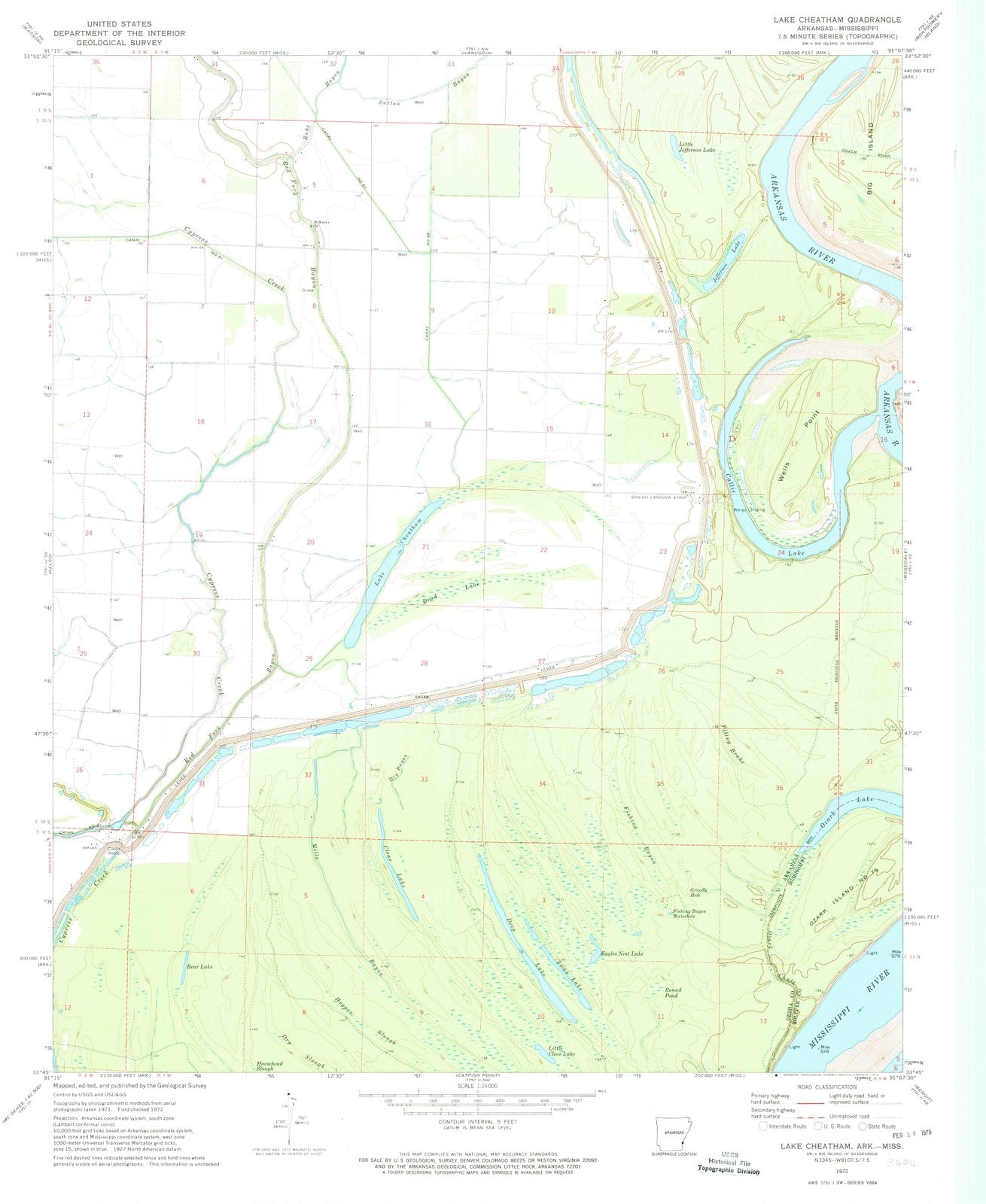 1972 Lake Cheatham, AR - Arkansas - USGS Topographic Map