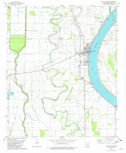 1981 Lake Village, AR - Arkansas - USGS Topographic Map