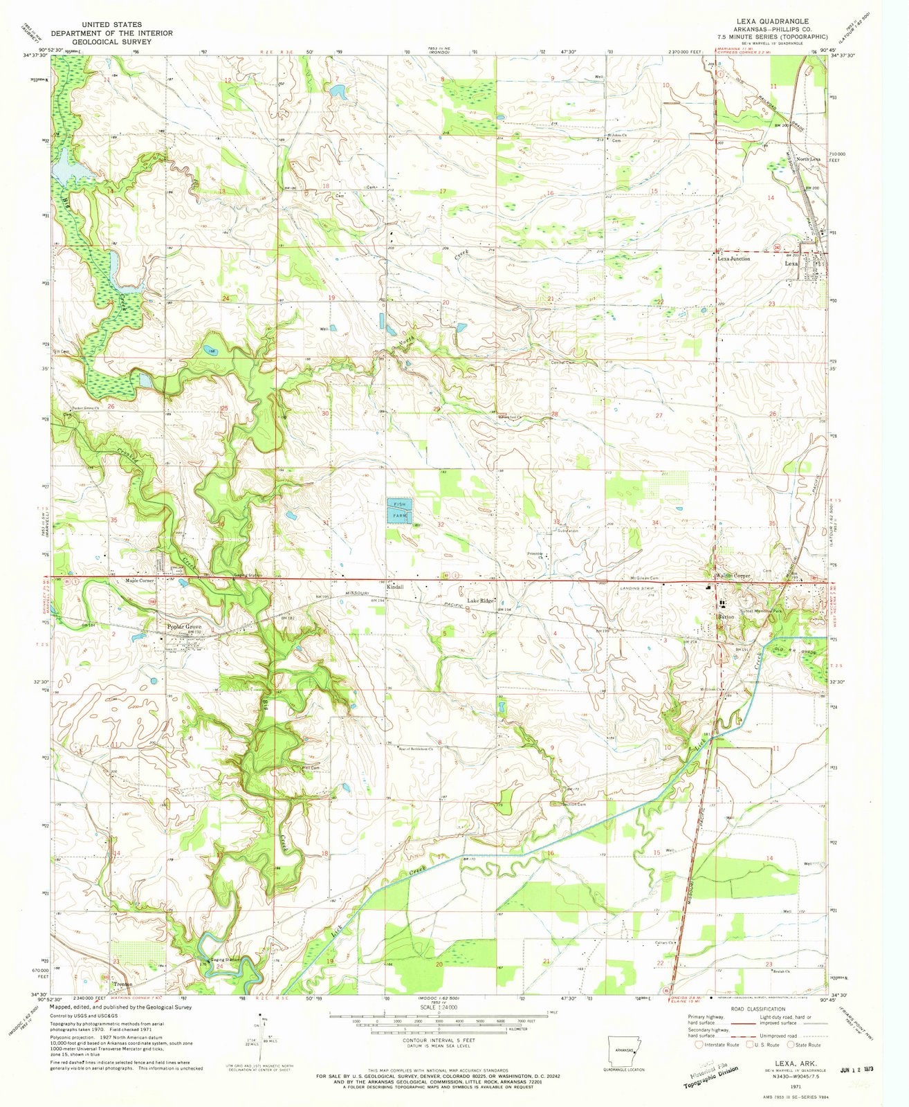 1971 Lexa, AR - Arkansas - USGS Topographic Map