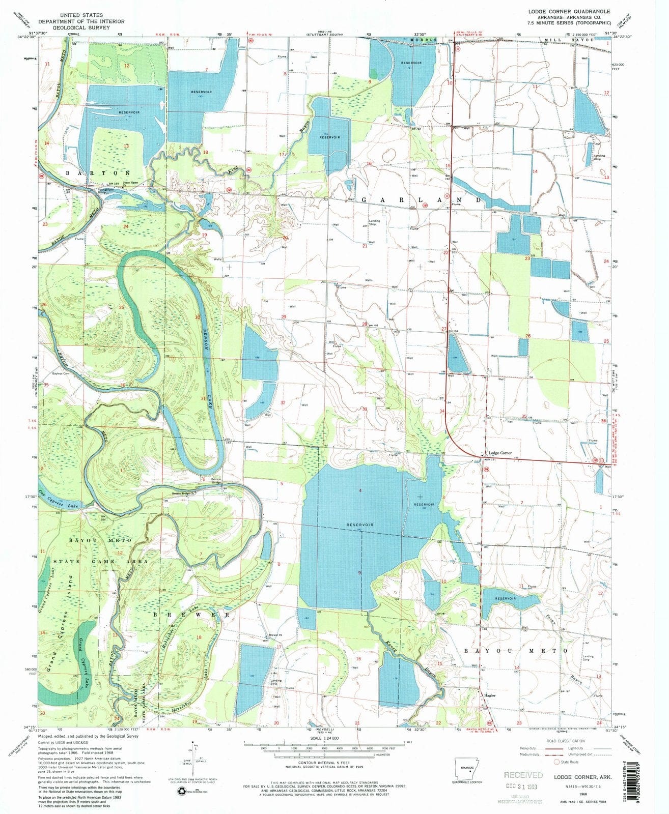 1968 Lodge Corner, AR - Arkansas - USGS Topographic Map