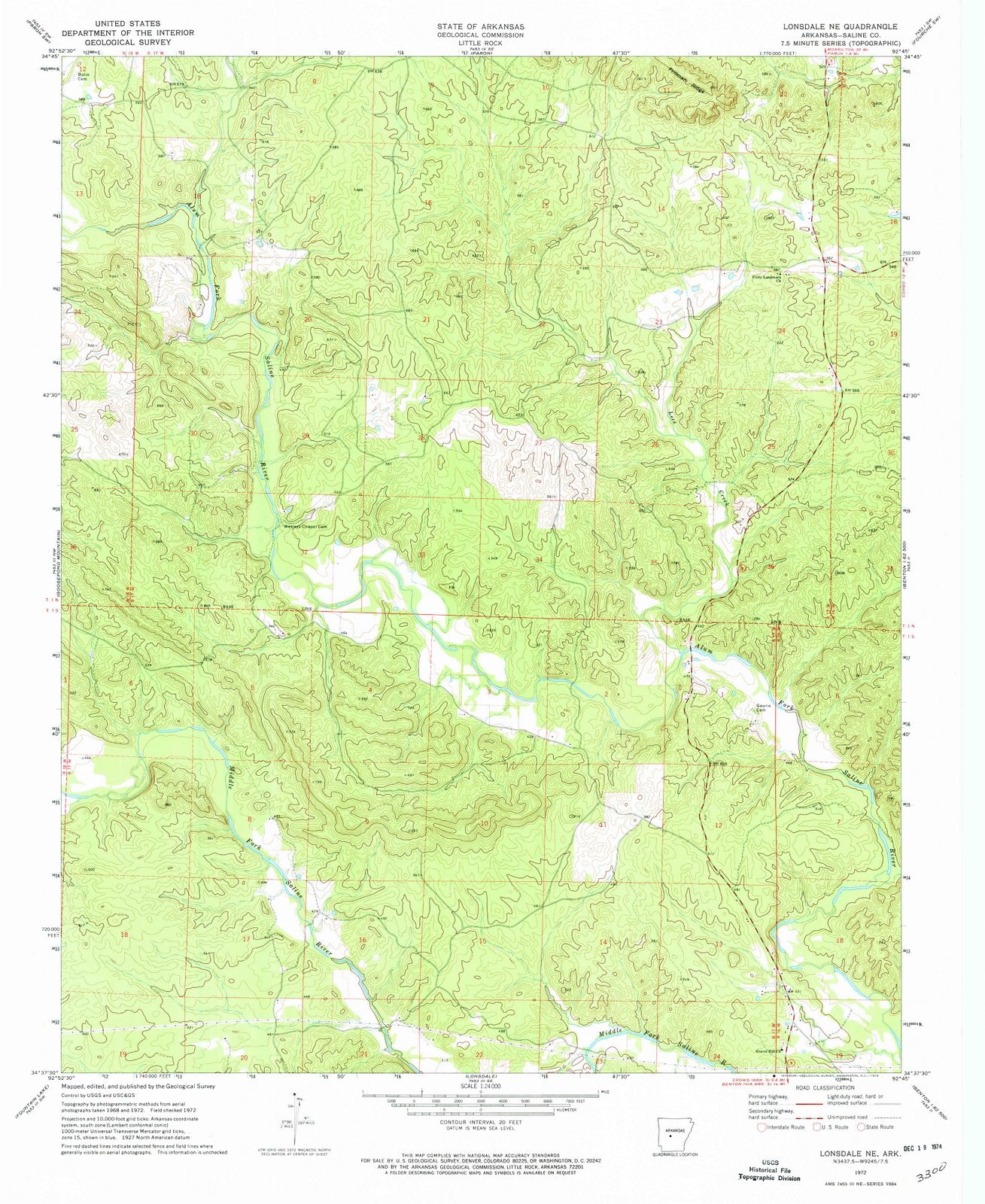 1972 Lonsdale, AR - Arkansas - USGS Topographic Map