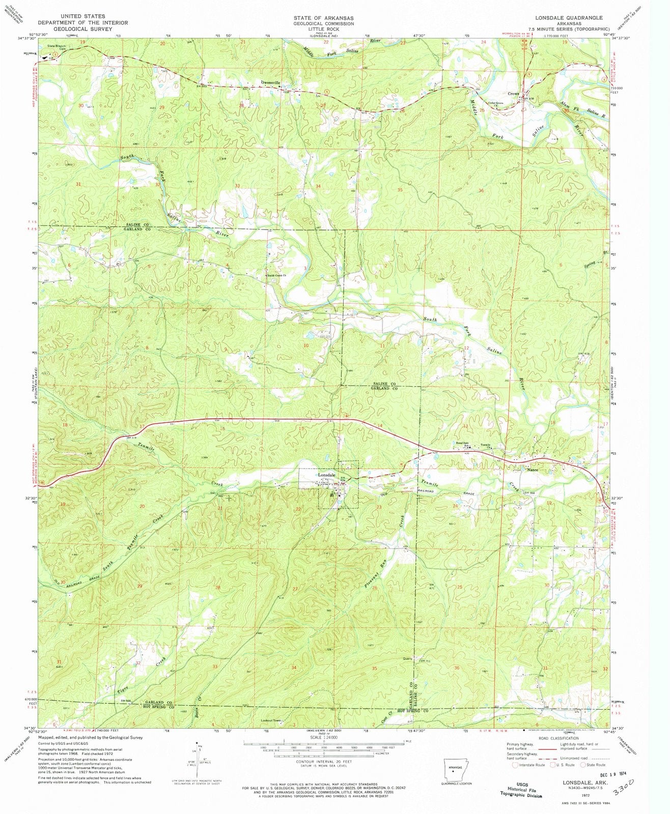 1972 Lonsdale, AR - Arkansas - USGS Topographic Map v2