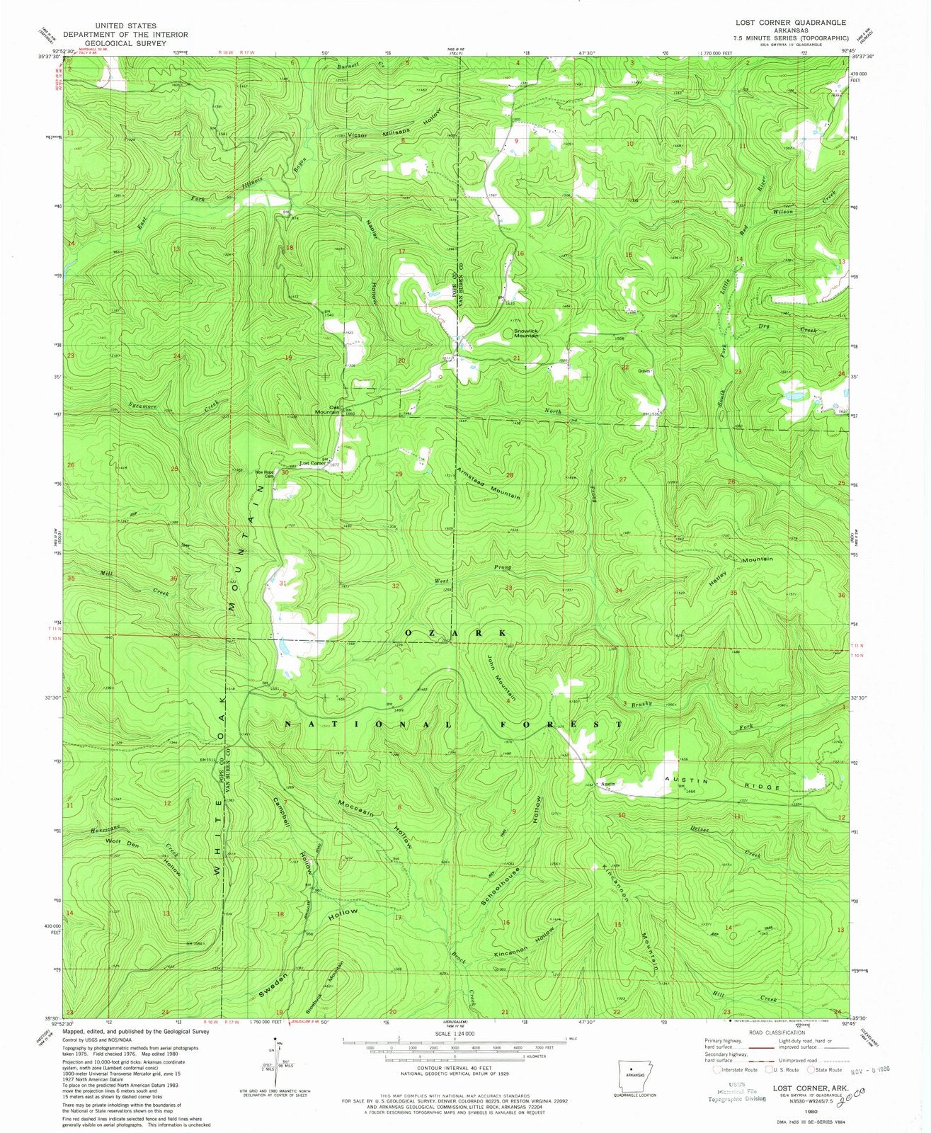 1980 Lost Corner, AR - Arkansas - USGS Topographic Map