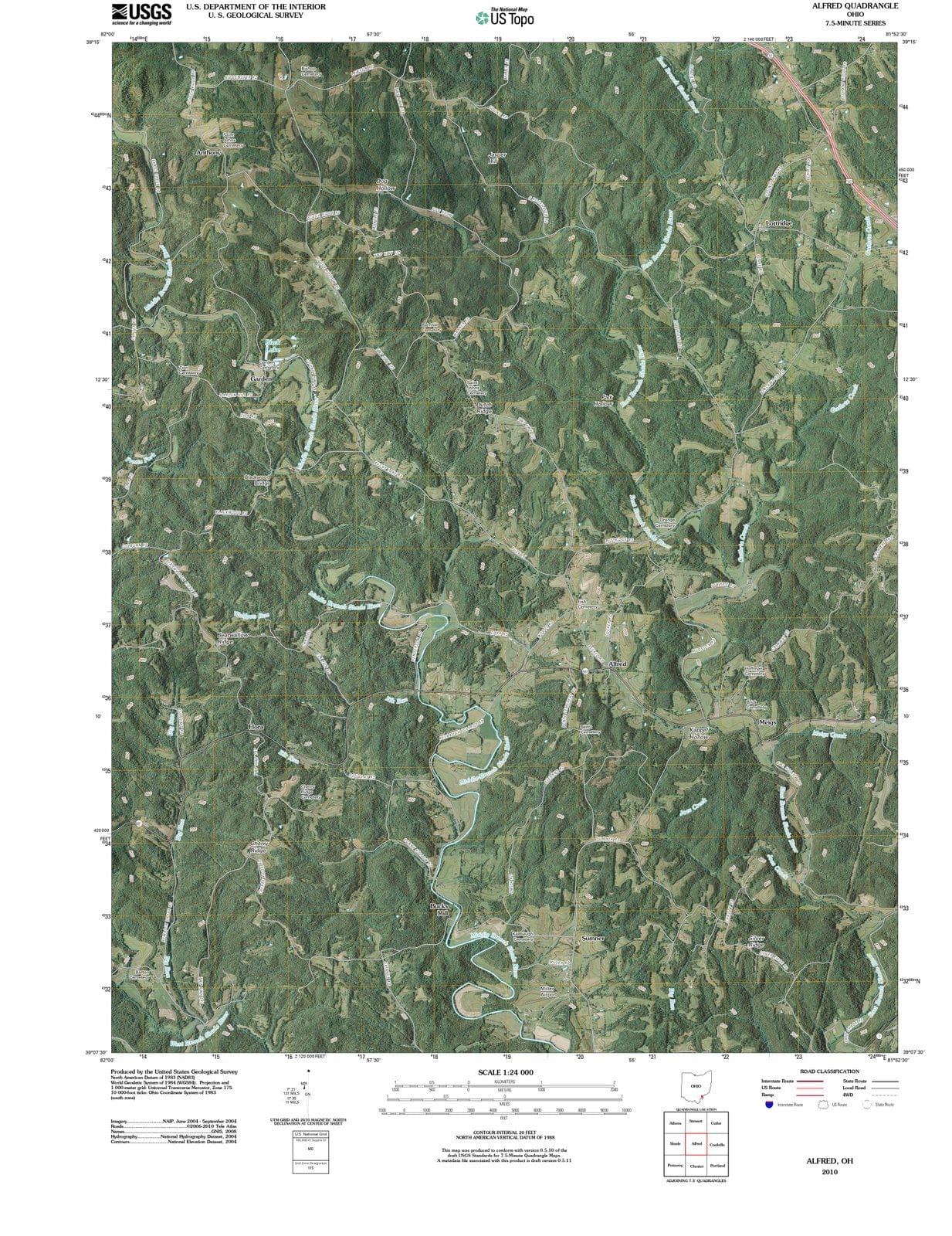 2010 Alfred, OH - Ohio - USGS Topographic Map