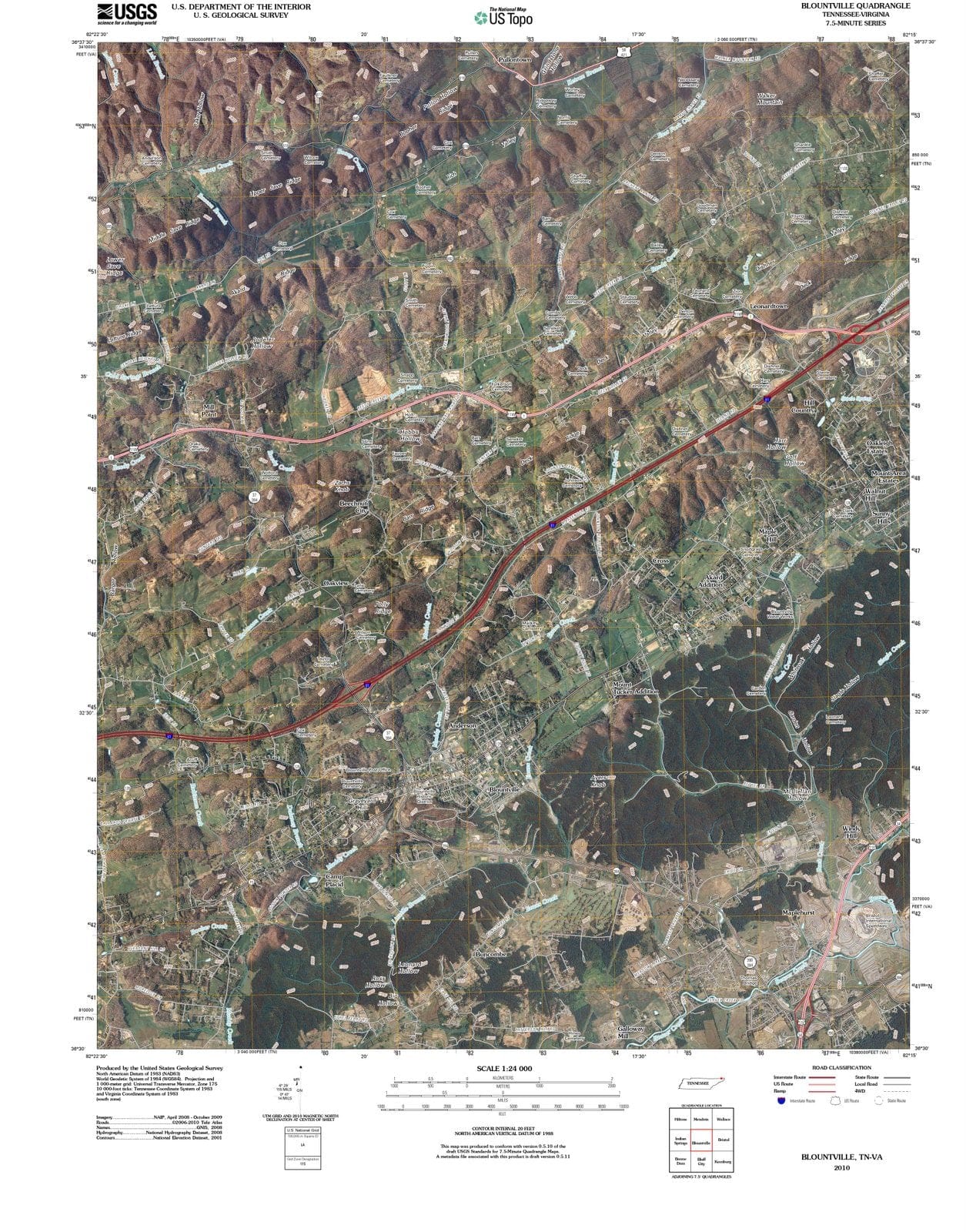 2010 Blountville, TN - Tennessee - USGS Topographic Map