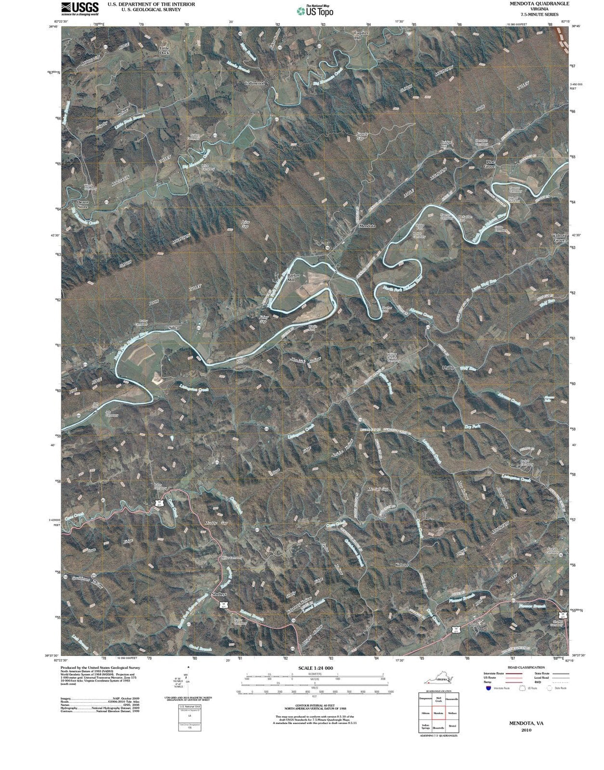 2010 Mendota, VA - Virginia - USGS Topographic Map