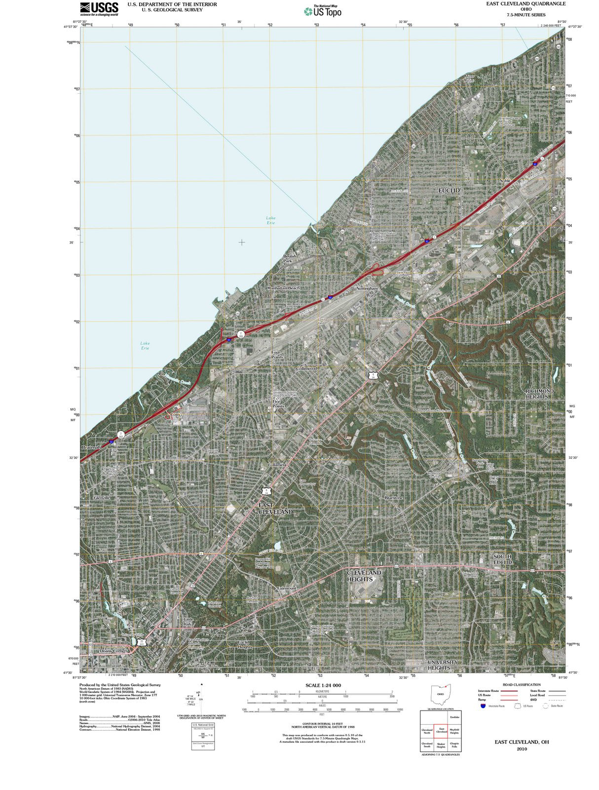 2010 East Cleveland, OH - Ohio - USGS Topographic Map