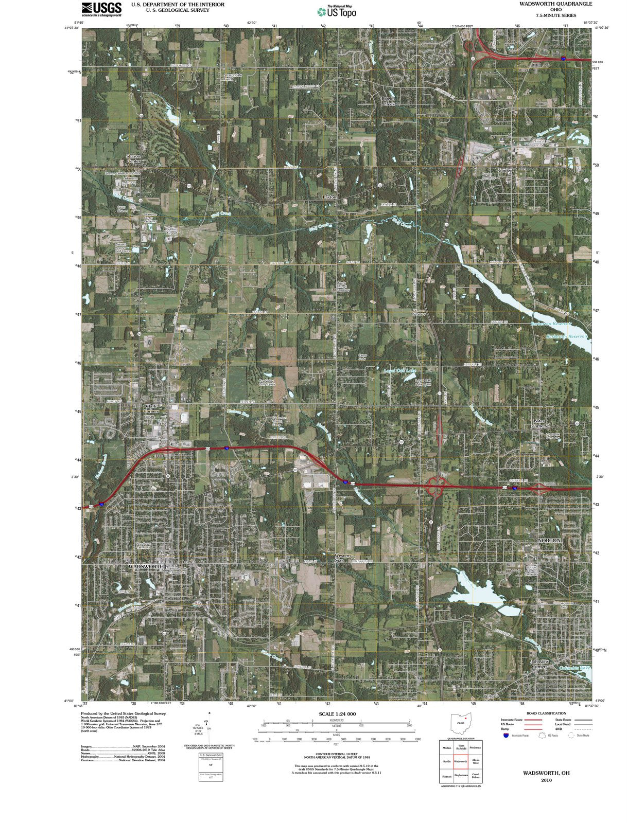 2010 Wadsworth, OH - Ohio - USGS Topographic Map