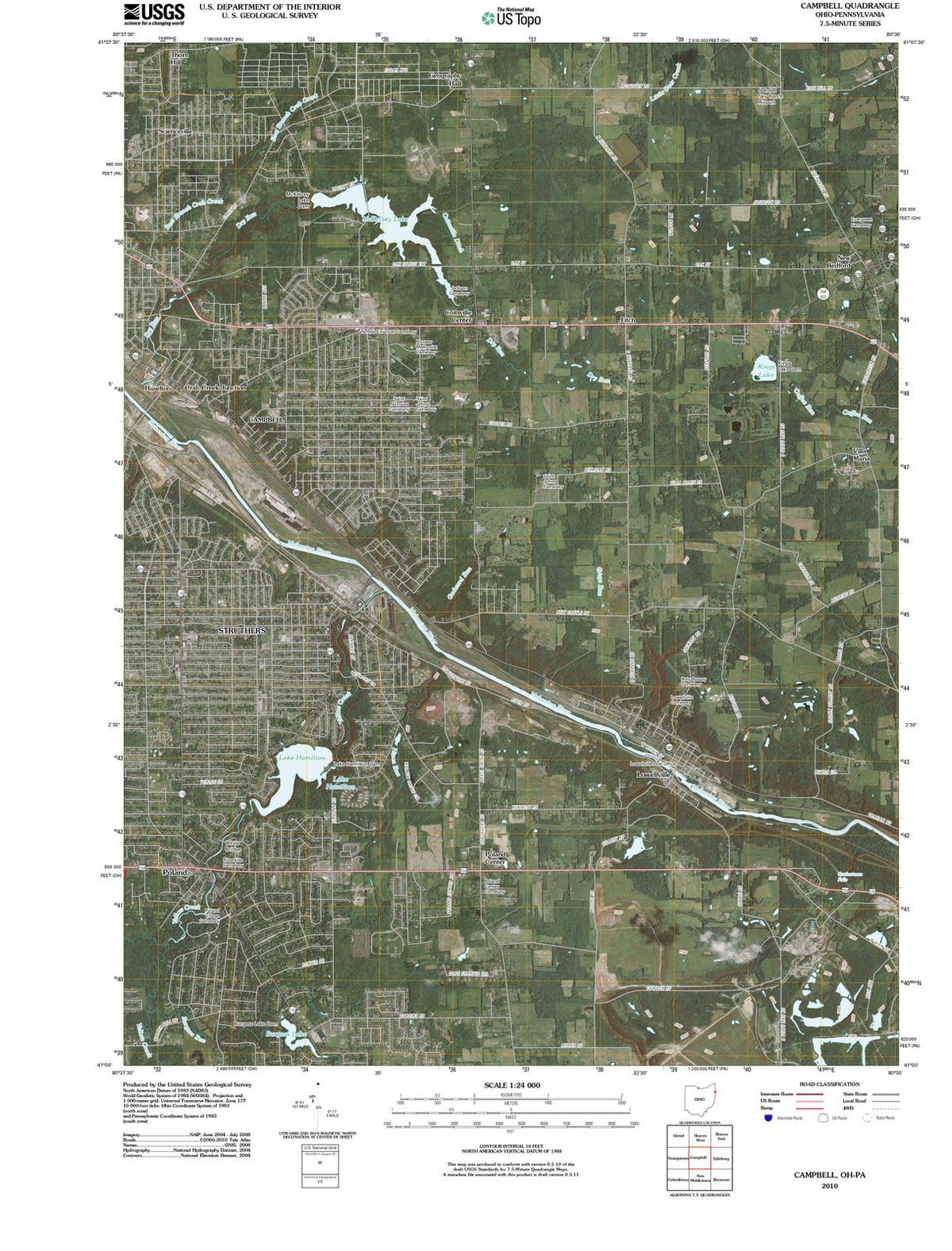 2010 Campbell, OH - Ohio - USGS Topographic Map