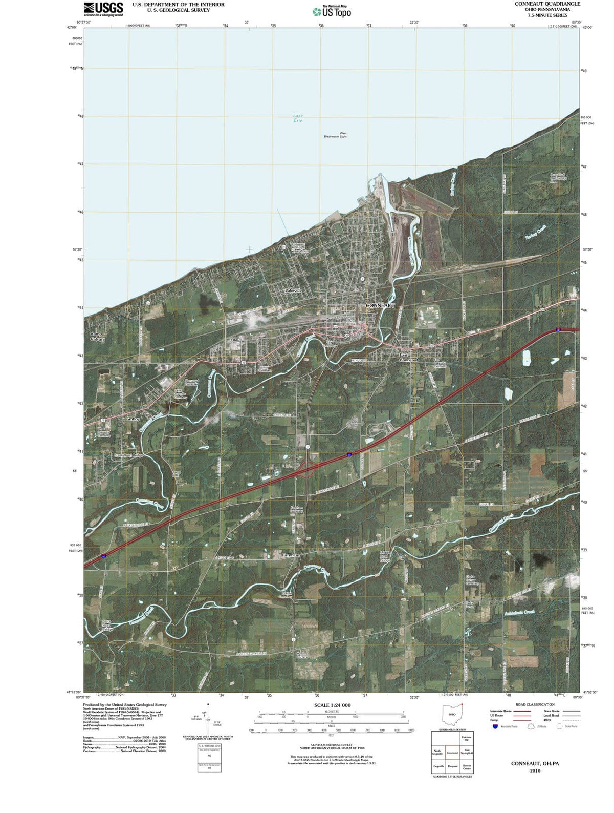 2010 Conneaut, OH - Ohio - USGS Topographic Map