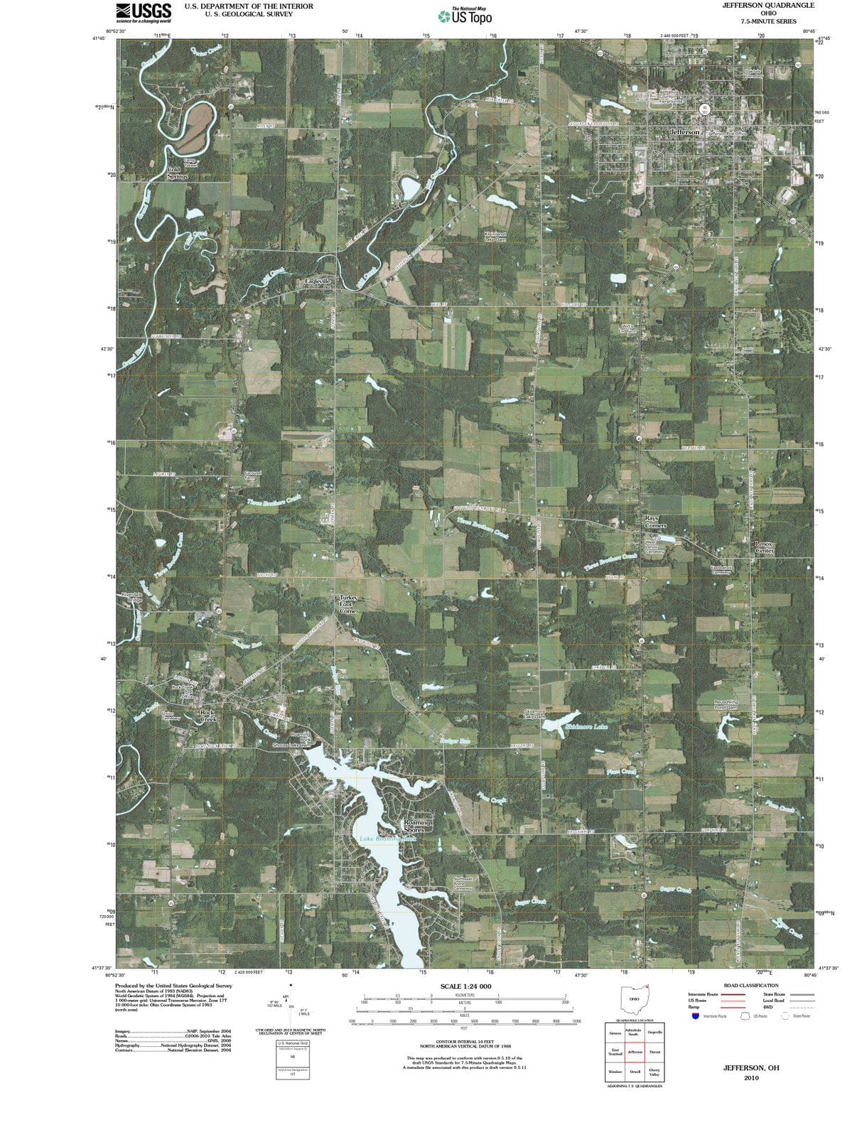 2010 Jefferson, OH - Ohio - USGS Topographic Map