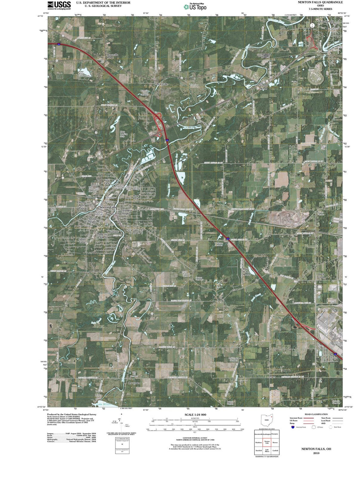 2010 Newton Falls, OH - Ohio - USGS Topographic Map