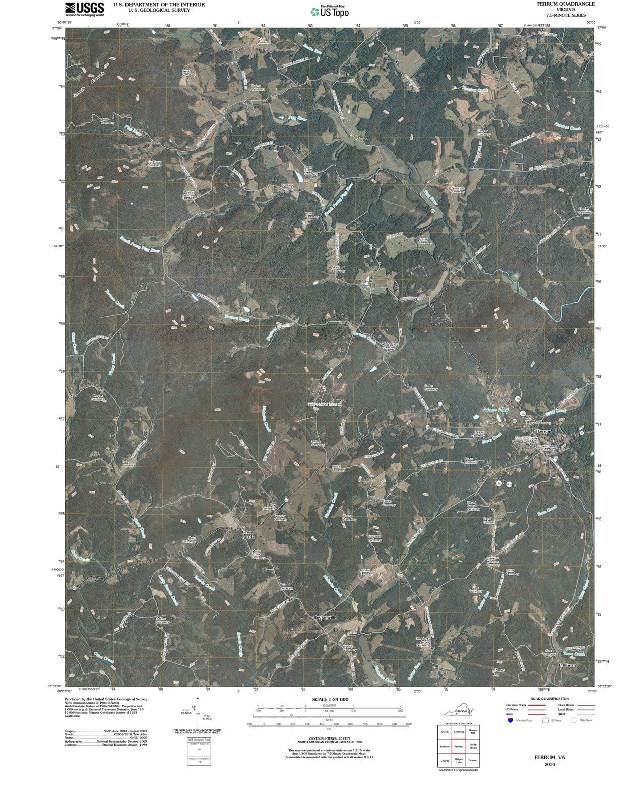2010 Ferrum, VA - Virginia - USGS Topographic Map