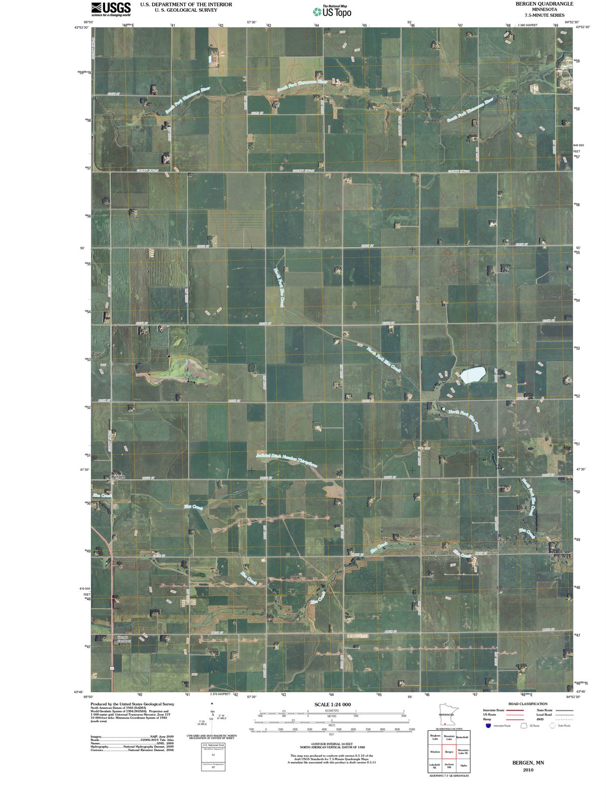 2010 Bergen, MN - Minnesota - USGS Topographic Map