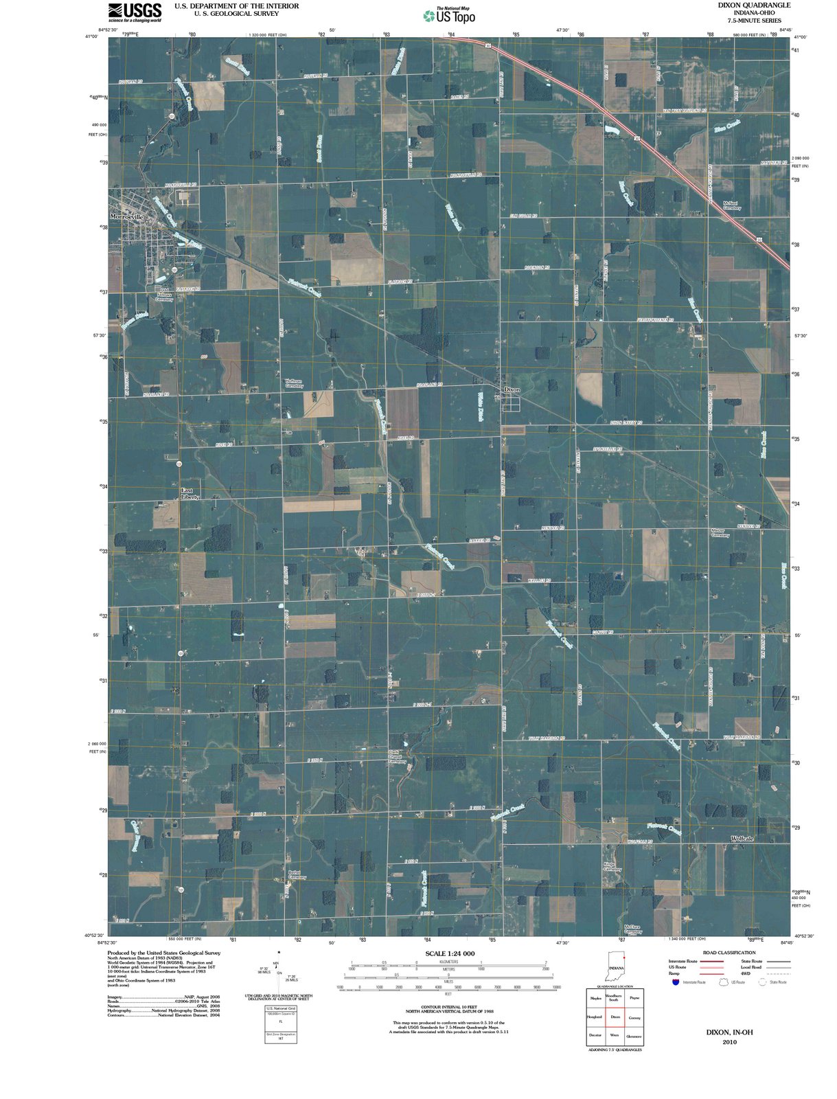2010 Dixon, in - Indiana - USGS Topographic Map