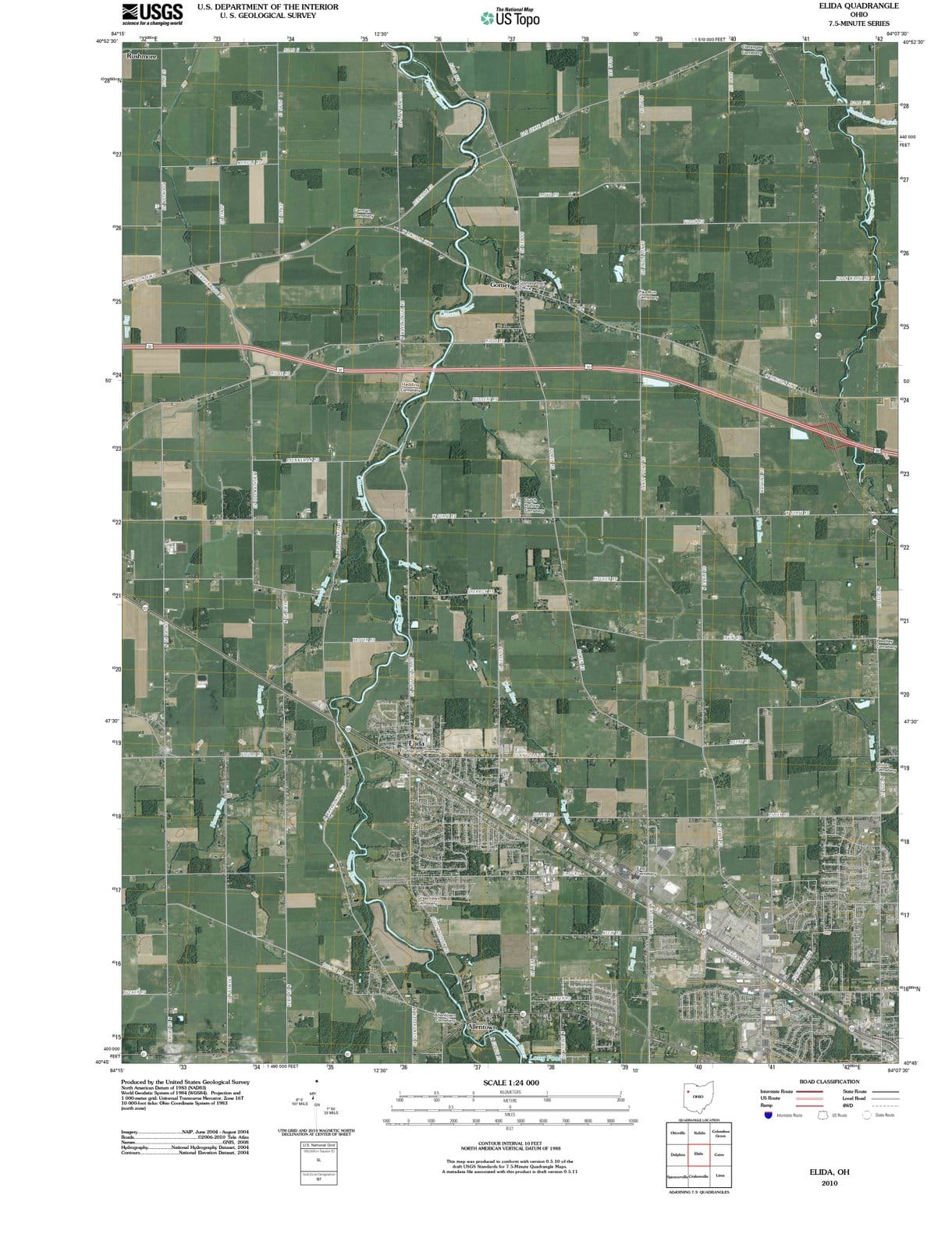 2010 Elida, OH - Ohio - USGS Topographic Map