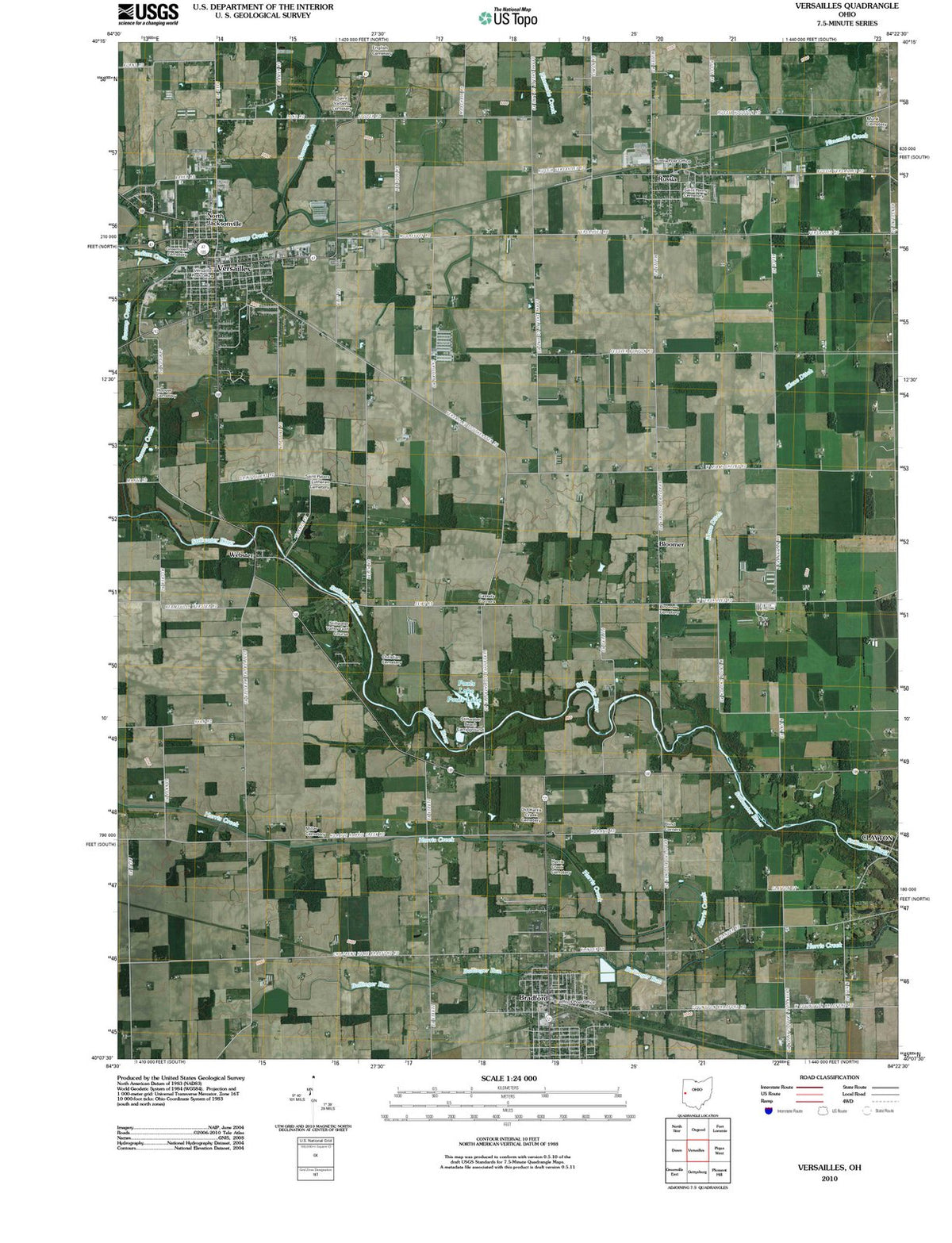 2010 Versailles, OH - Ohio - USGS Topographic Map