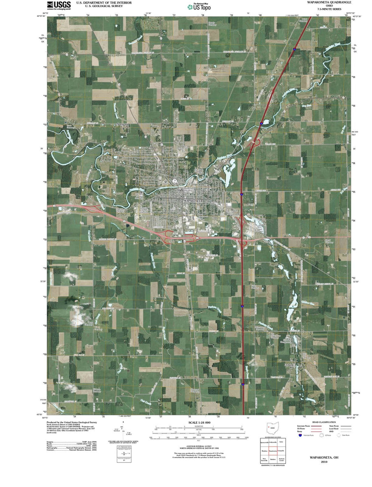 2010 Wapakoneta, OH - Ohio - USGS Topographic Map