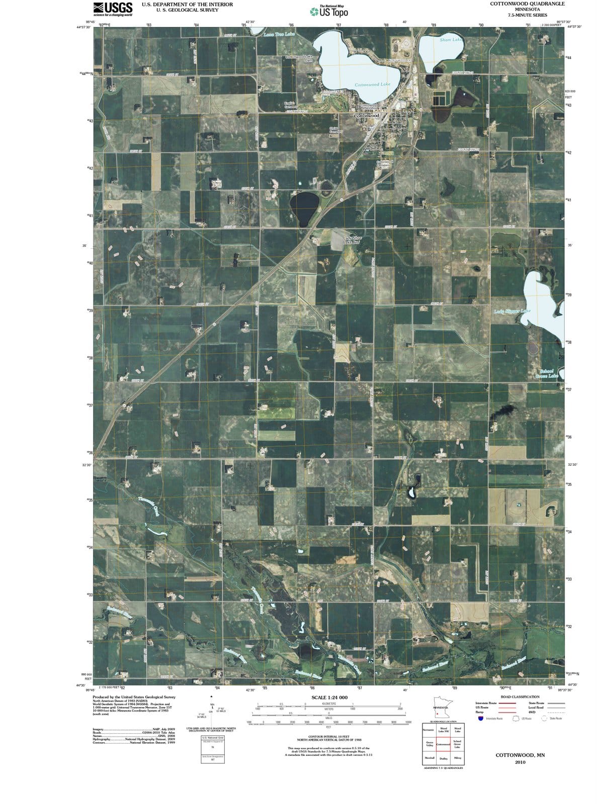 2010 Cottonwood, MN - Minnesota - USGS Topographic Map