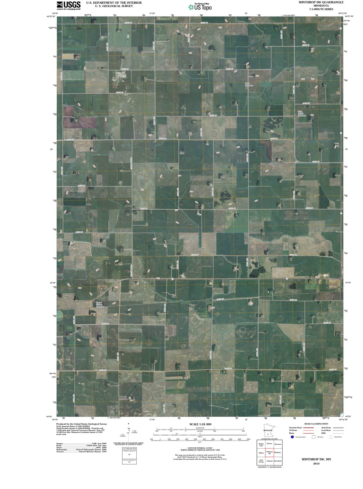 2010 Winthrop, MN - Minnesota - USGS Topographic Map v2