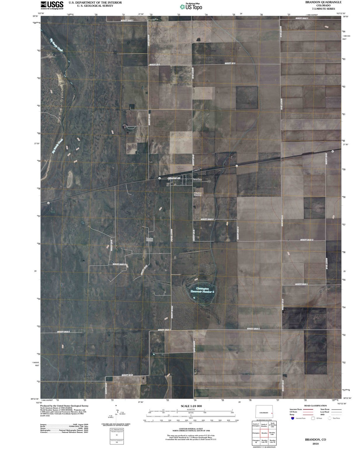 2010 Brandon, CO - Colorado - USGS Topographic Map