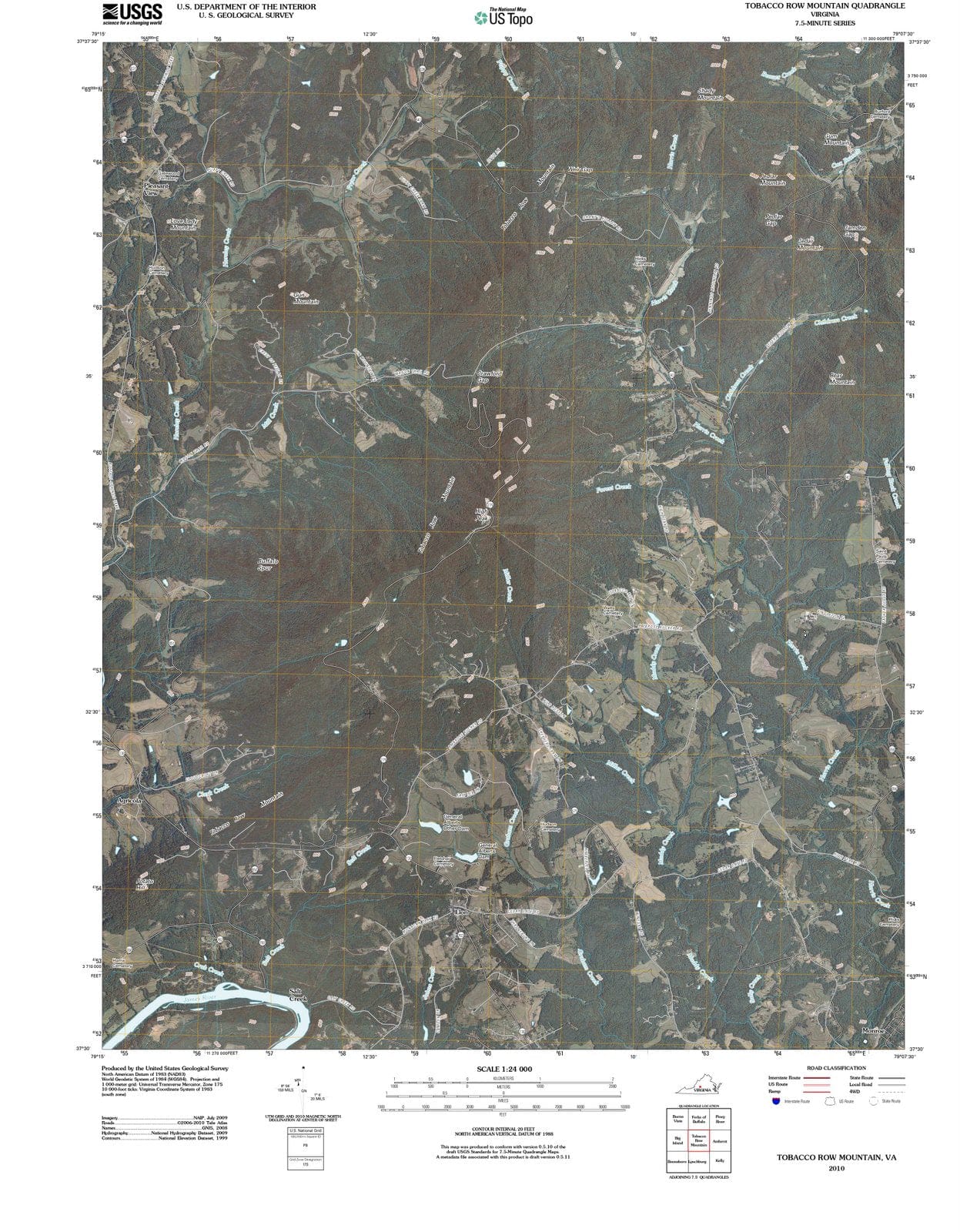 2010 Tobacco Row Mountain, VA - Virginia - USGS Topographic Map