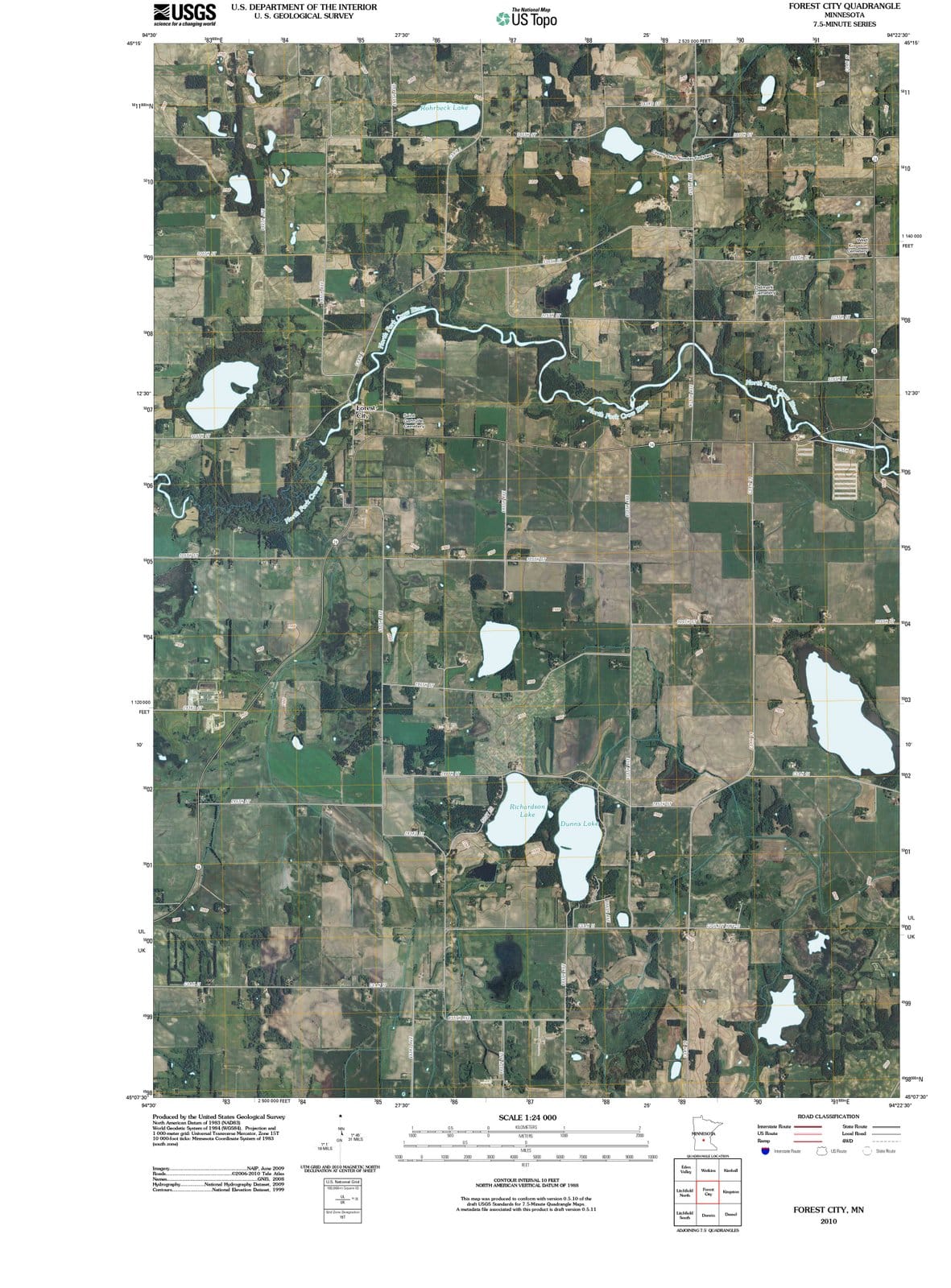 2010 Forest City, MN - Minnesota - USGS Topographic Map