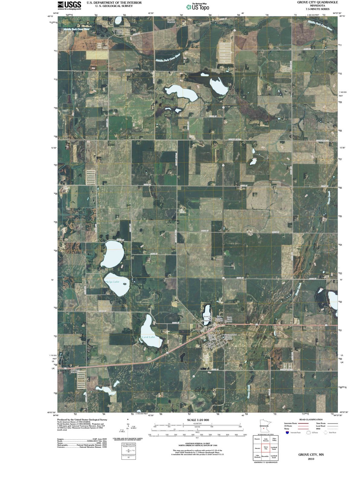 2010 Grove City, MN - Minnesota - USGS Topographic Map