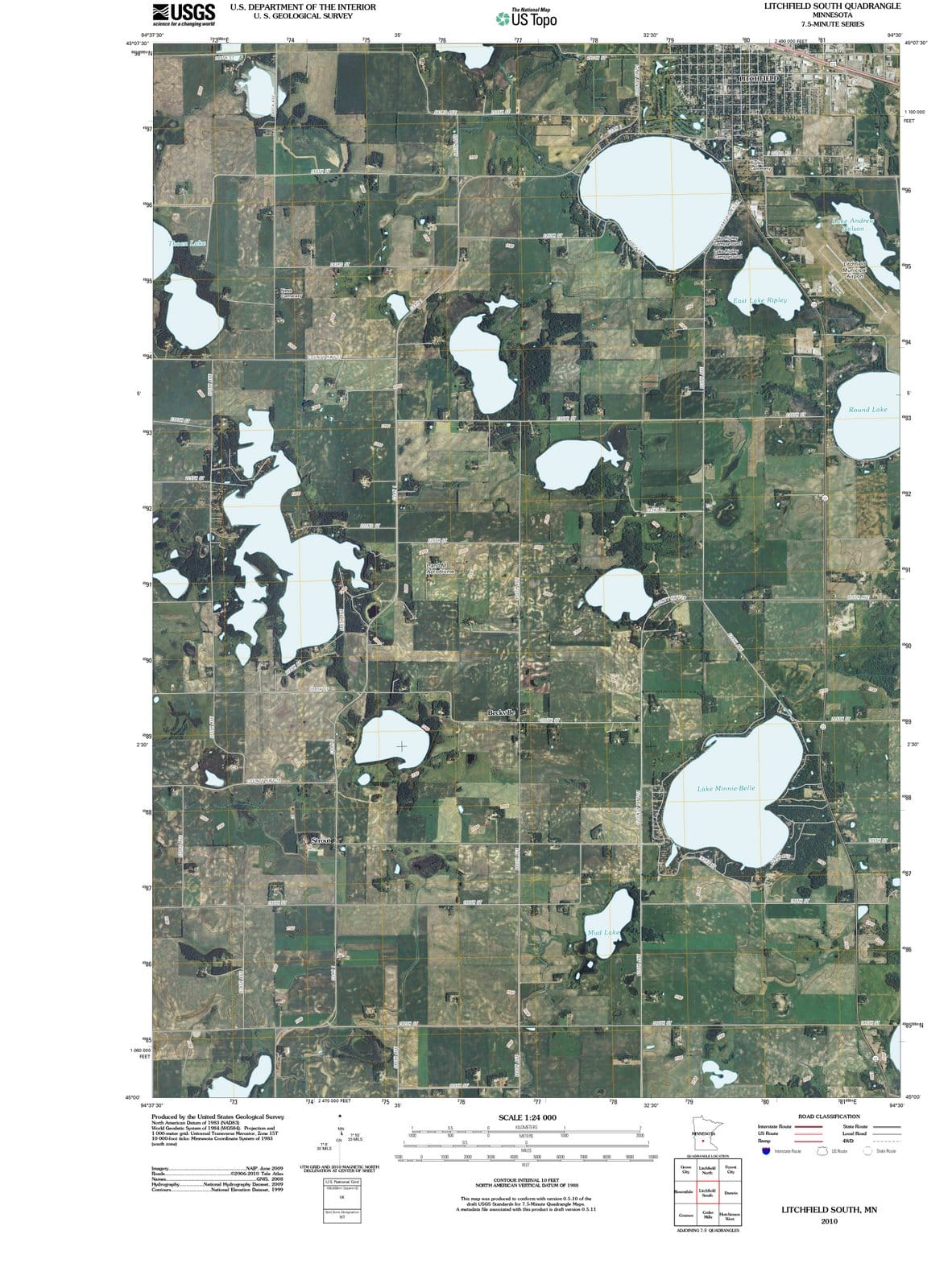 2010 Litchfield South, MN - Minnesota - USGS Topographic Map