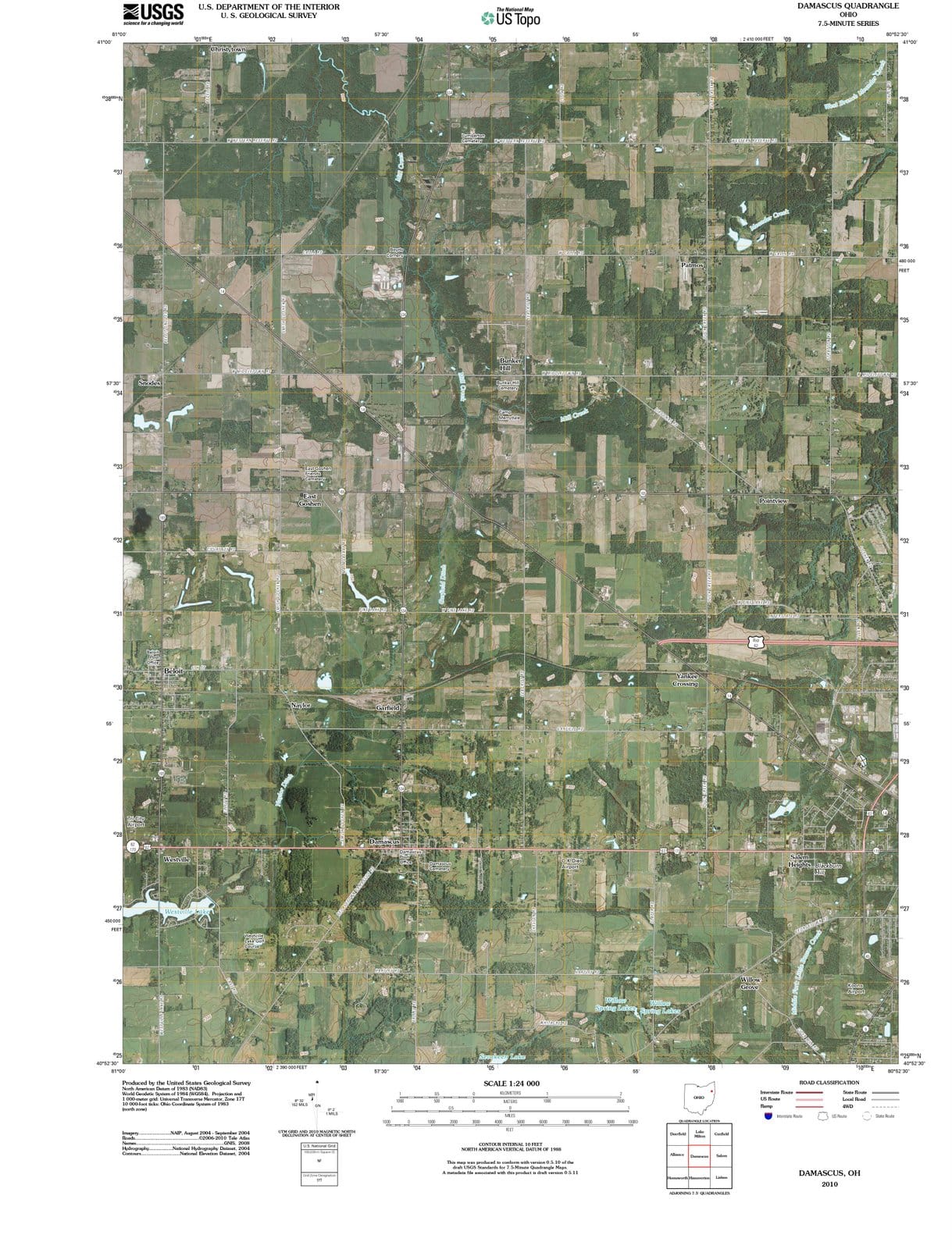 2010 Damascus, OH - Ohio - USGS Topographic Map