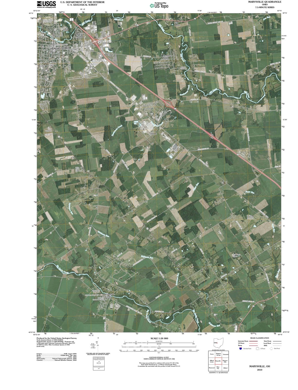 2010 Marysville, OH - Ohio - USGS Topographic Map