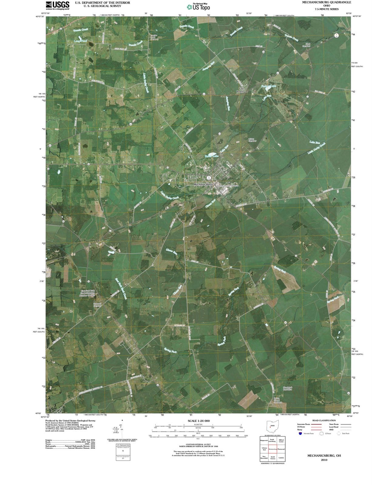 2010 Mechanicsburg, OH - Ohio - USGS Topographic Map