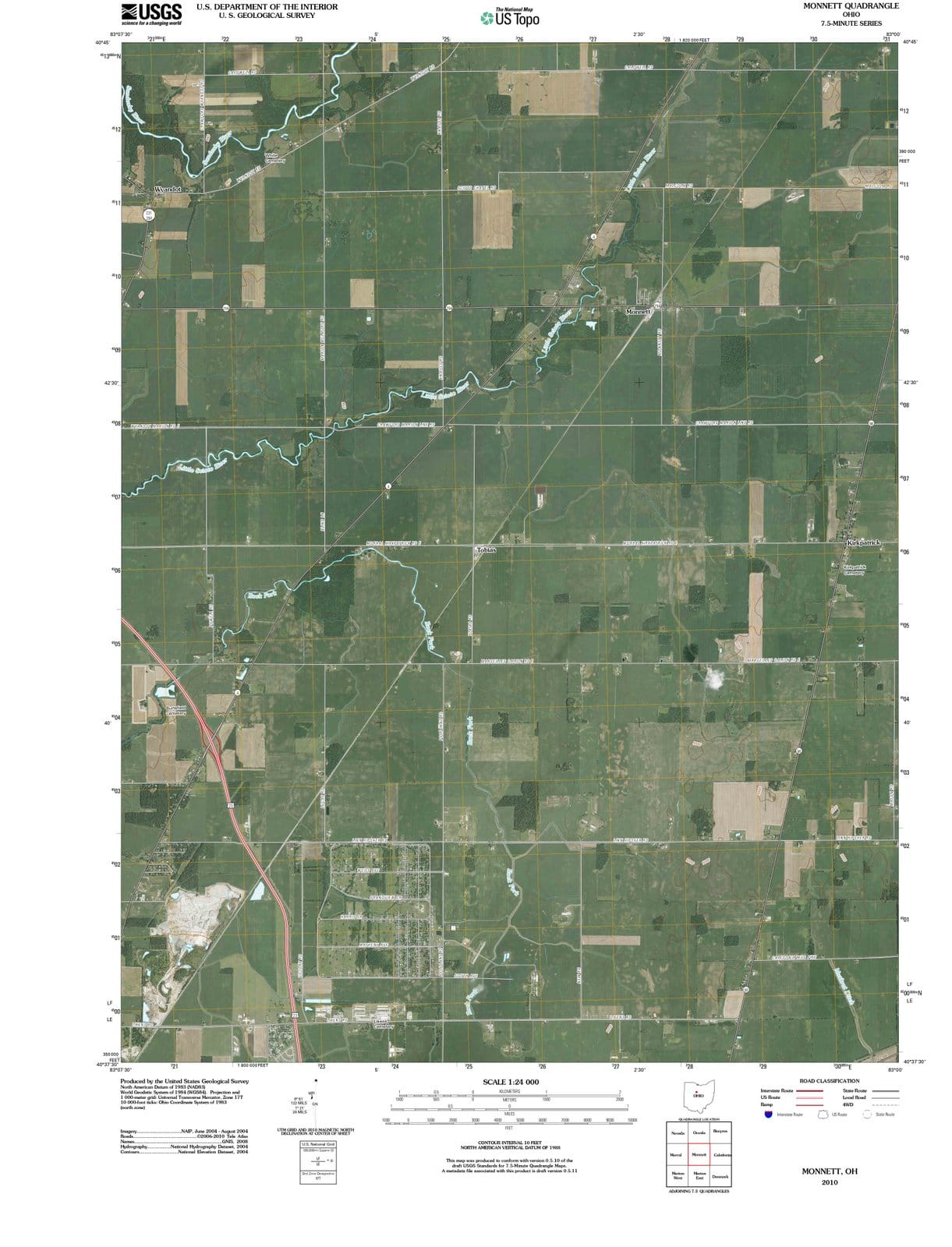 2010 Monnett, OH - Ohio - USGS Topographic Map