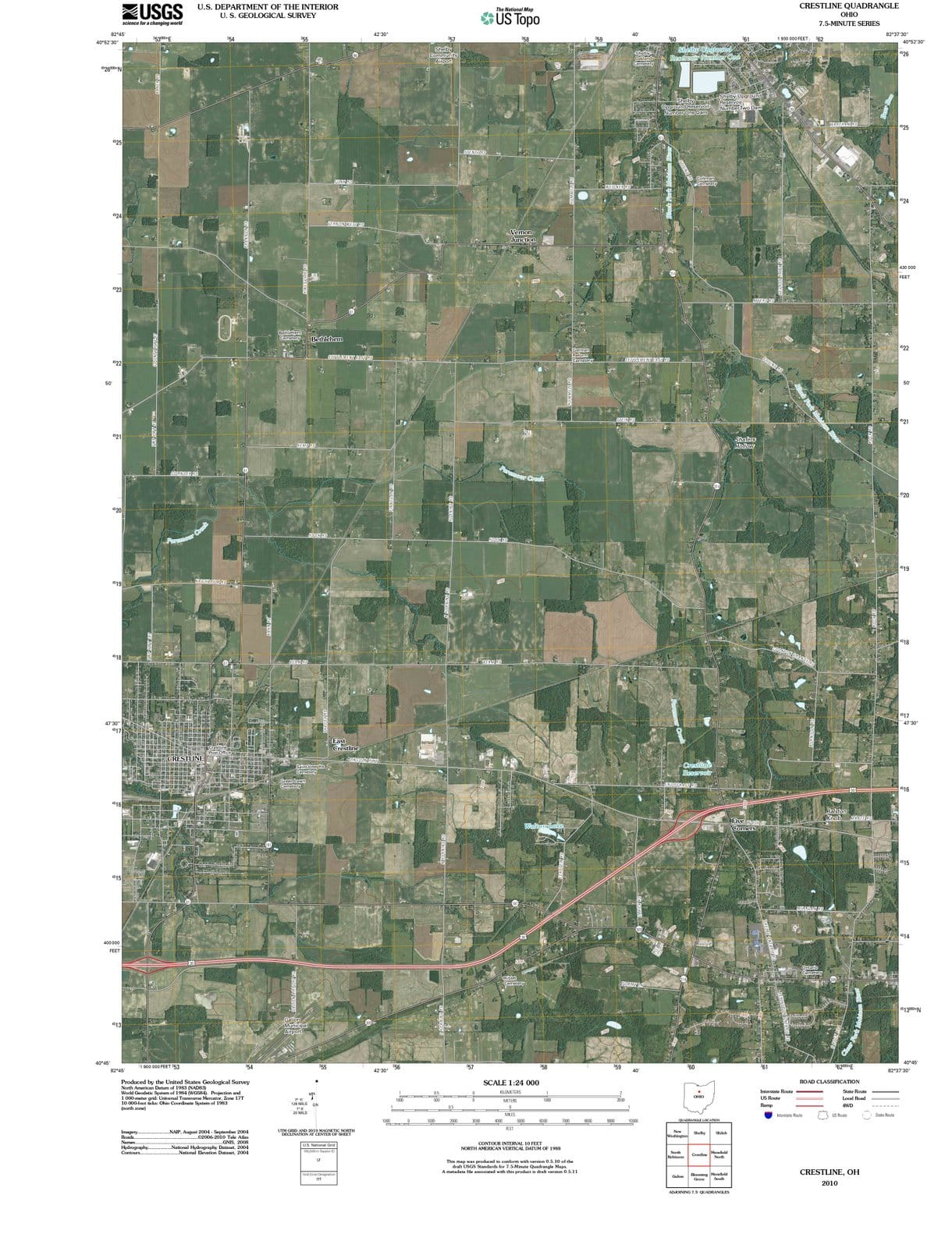 2010 Crestline, OH - Ohio - USGS Topographic Map