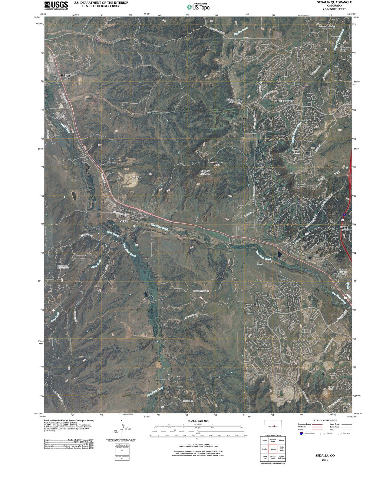 2010 Sedalia, CO - Colorado - USGS Topographic Map