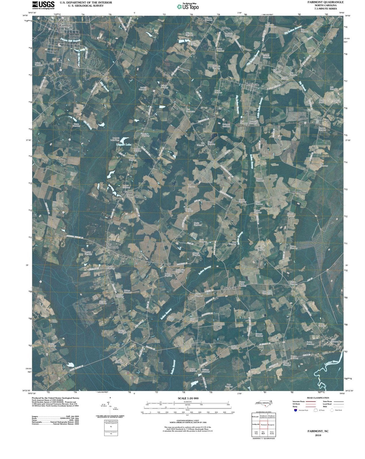 2010 Fairmont, NC - North Carolina - USGS Topographic Map